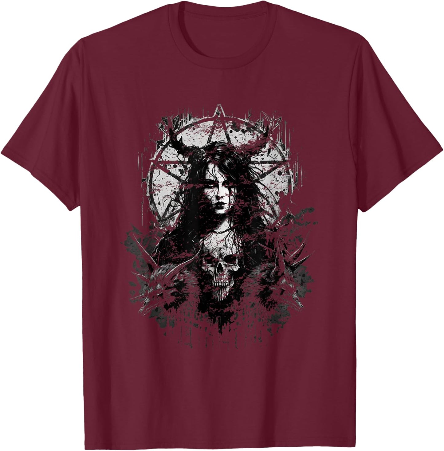 Gothic Aesthetic Satanic Grunge Dark Magic T-Shirt - T-Shirt | Maroon