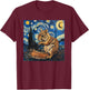 Squirrel Van Gogh Style Starry Night T-Shirt - T-Shirt | Maroon