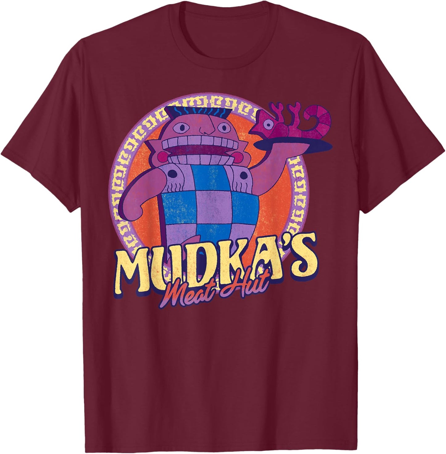Disney Emperor's New Groove Mudka's Meat Hut Logo T-Shirt - T-Shirt | Maroon
