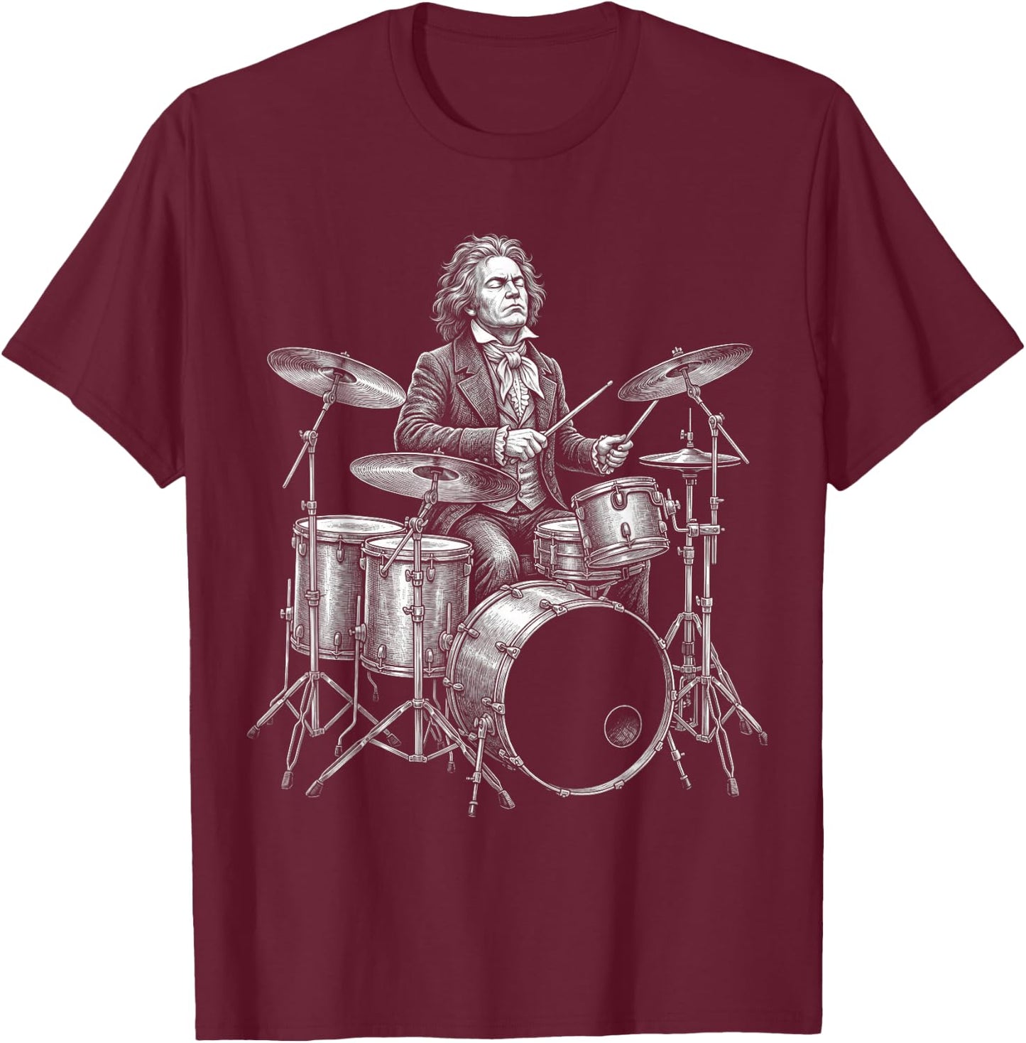 Ludwig Van Beethoven Drums T-Shirt - T-Shirt | Maroon