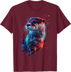 Otter , black T-Shirt - T-Shirt | Maroon