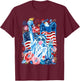 Brushstroke Statue of Liberty Blowing Bubble Gum 4th of July T-Shirt - T-Shirt | Maroon