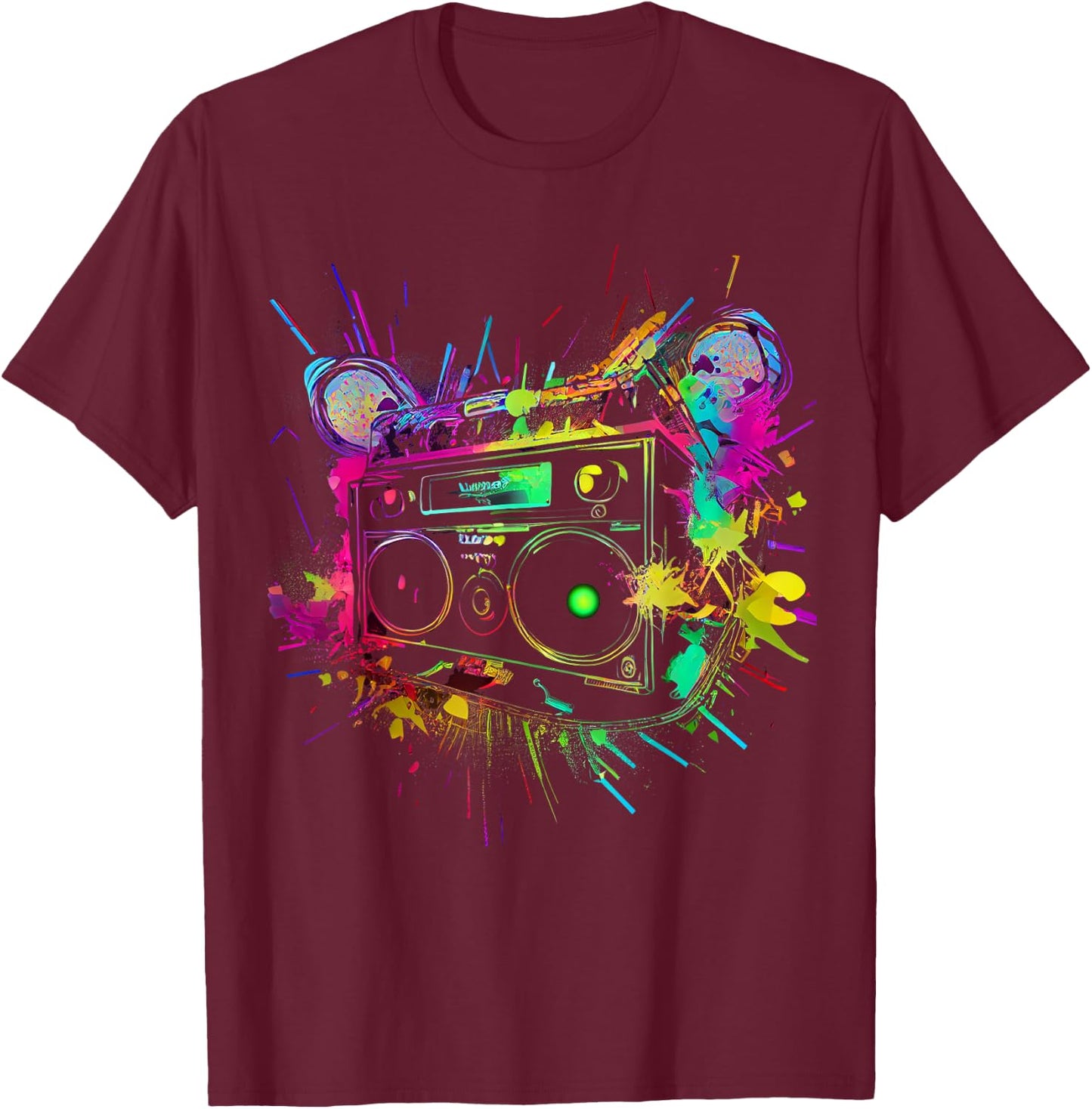 80s 90s Retro Party Fancy Dress Cassette , black T-Shirt - T-Shirt | Maroon