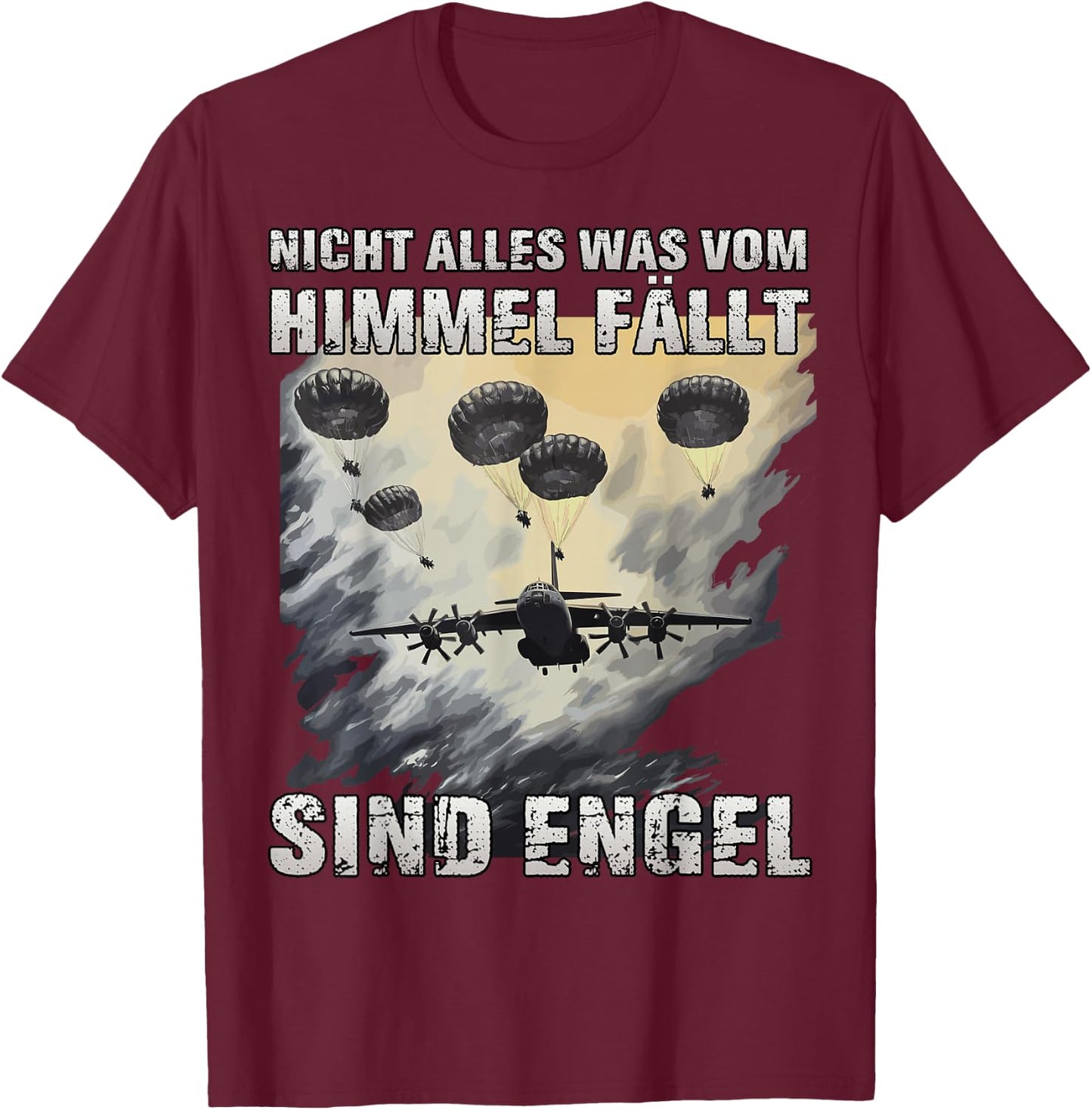 Fallschirmjäger Bundeswehr Soldaten Transall Fallschirmjäger T-Shirt - T-Shirt | Maroon