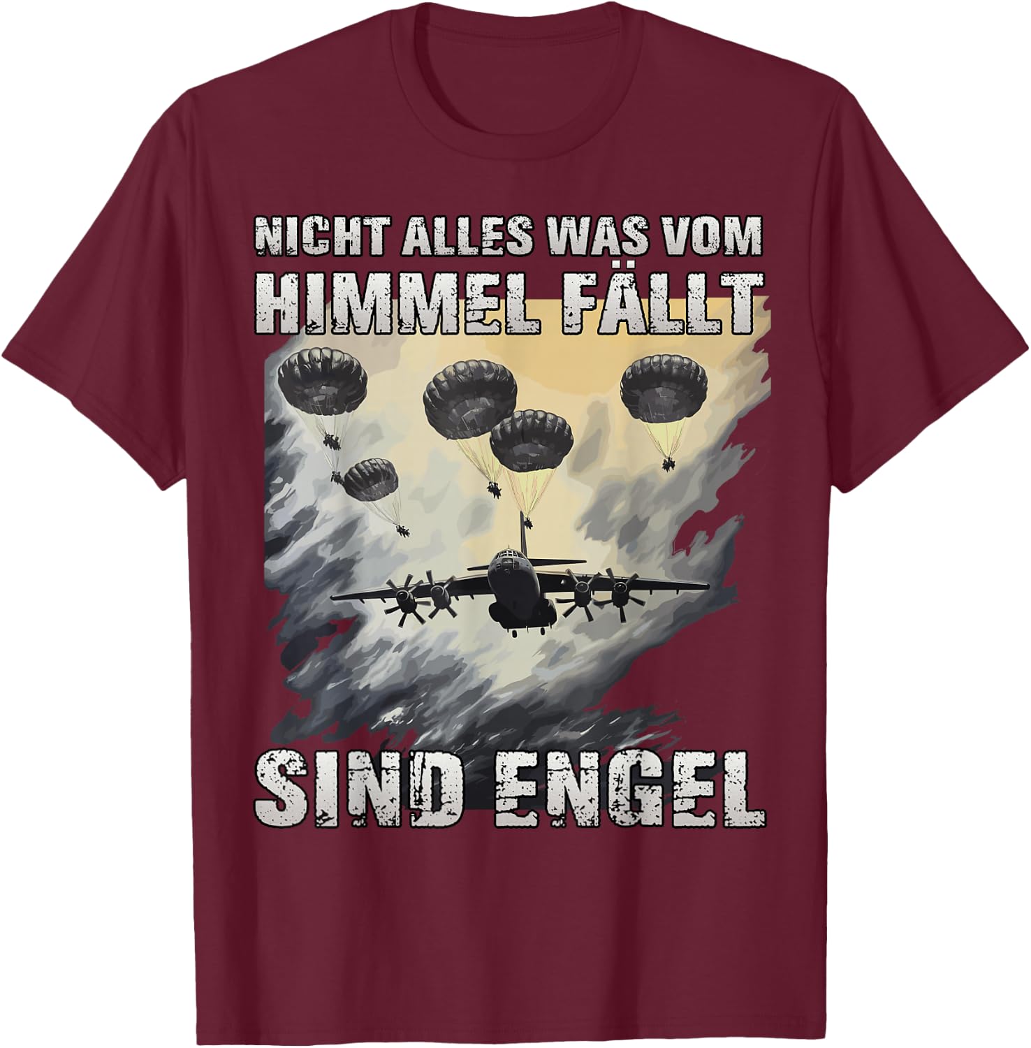 Fallschirmjäger Bundeswehr Soldaten Transall Fallschirmjäger T-Shirt - T-Shirt | Maroon