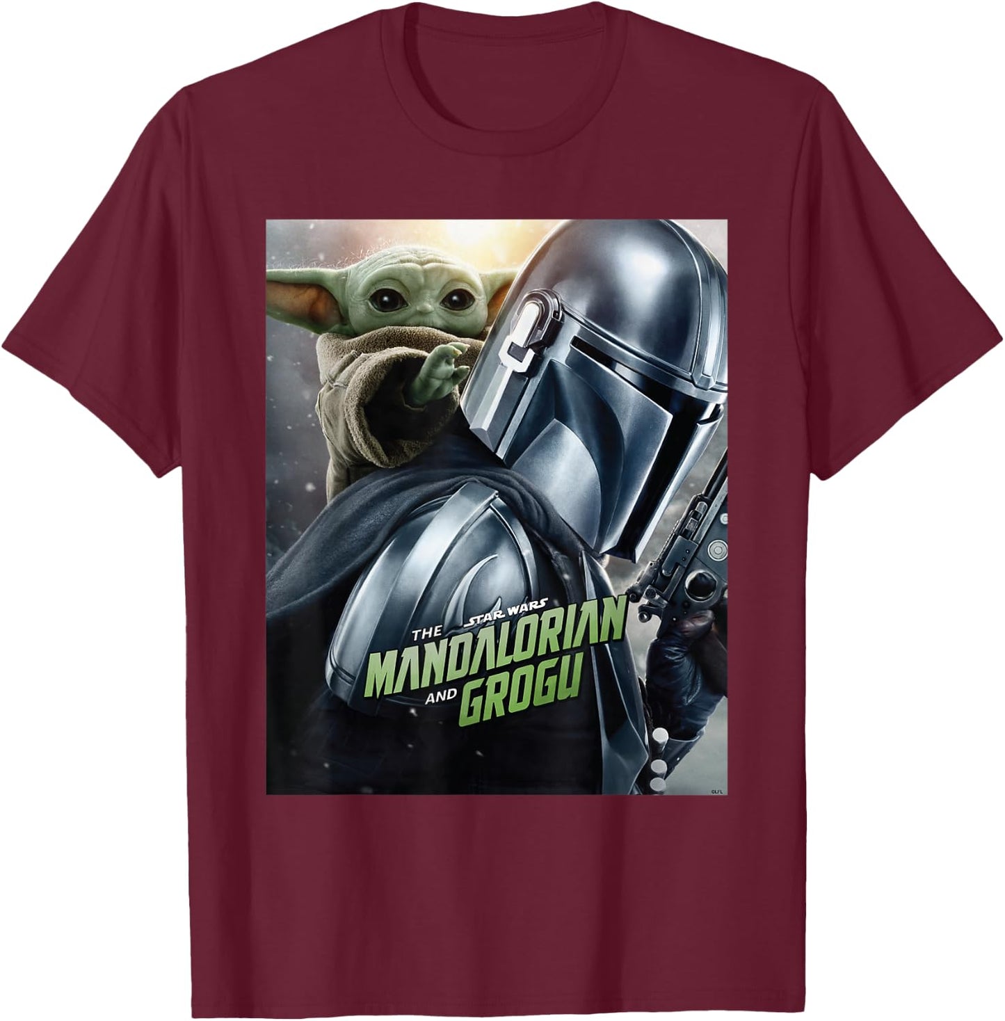 Star Wars The Mandalorian and Grogu Official Movie Poster T-Shirt - T-Shirt | Maroon