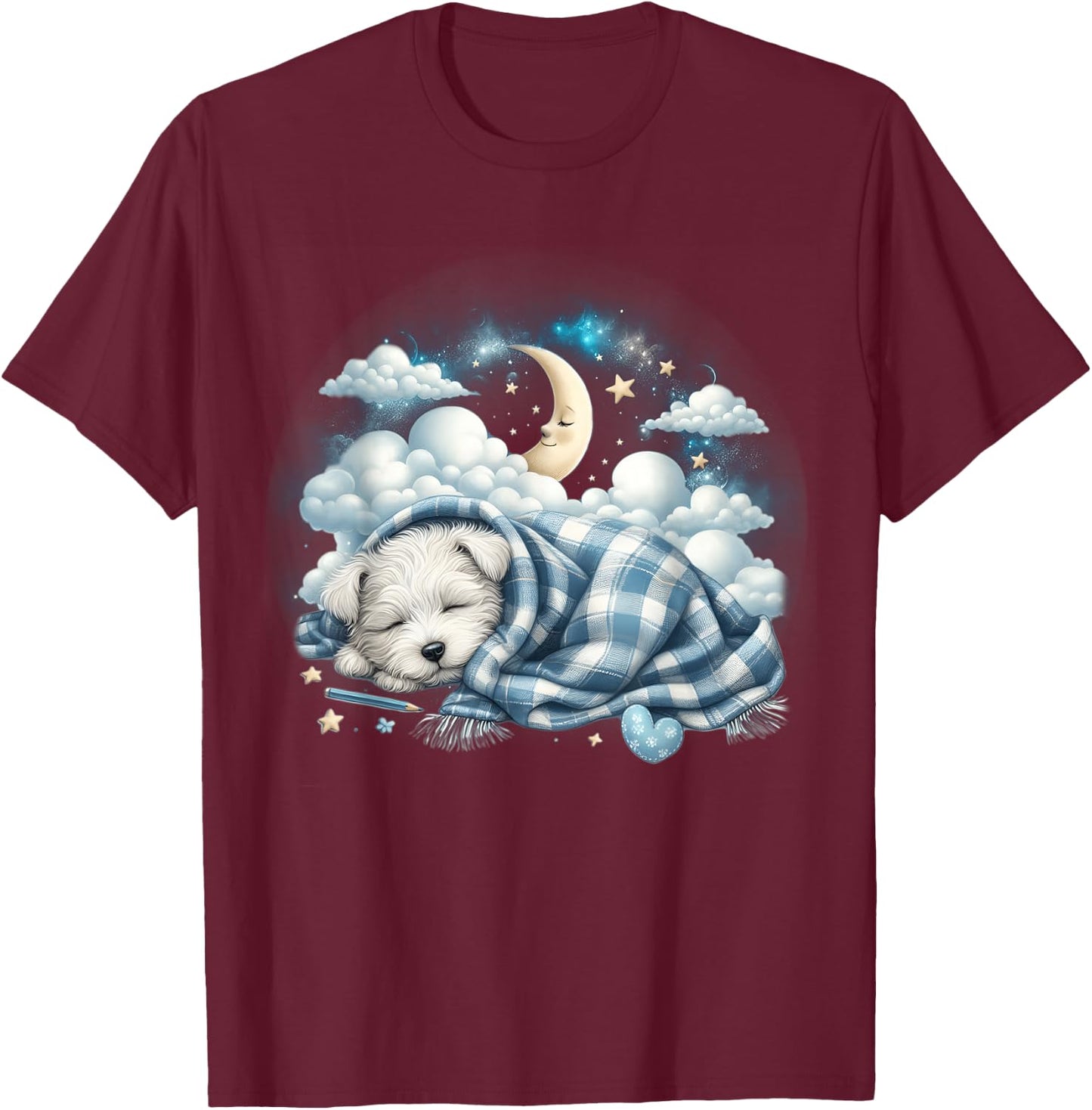 Napping Westie Pajama West Highland White Terrier Sleeping T-Shirt - T-Shirt | Maroon