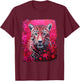 Pop Art Vintage Zoo Animal Jaguar Pink T-Shirt - T-Shirt | Maroon