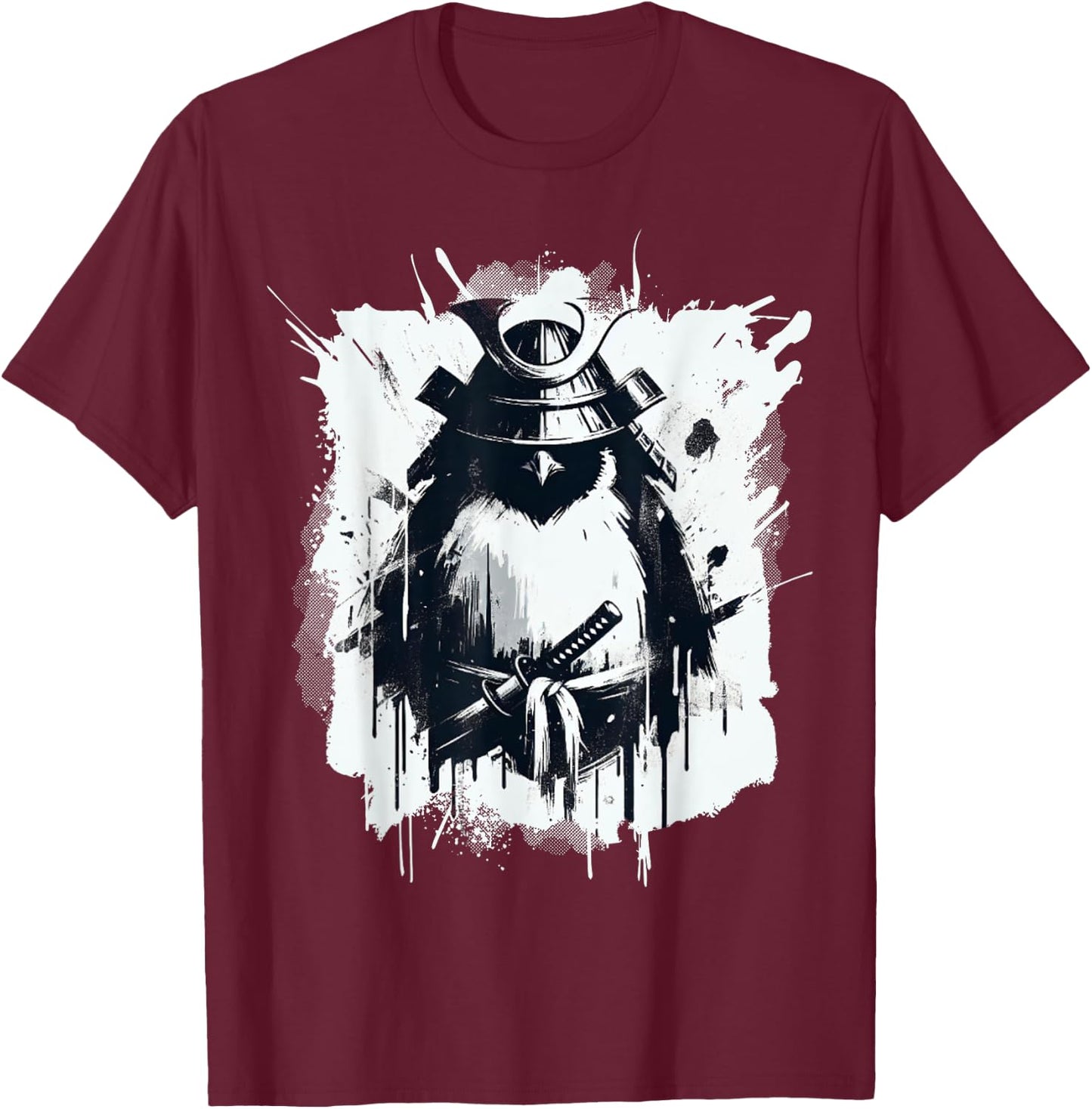 Penguin Ninja Samurai Costume Japanese Outfit T-Shirt - T-Shirt | Maroon