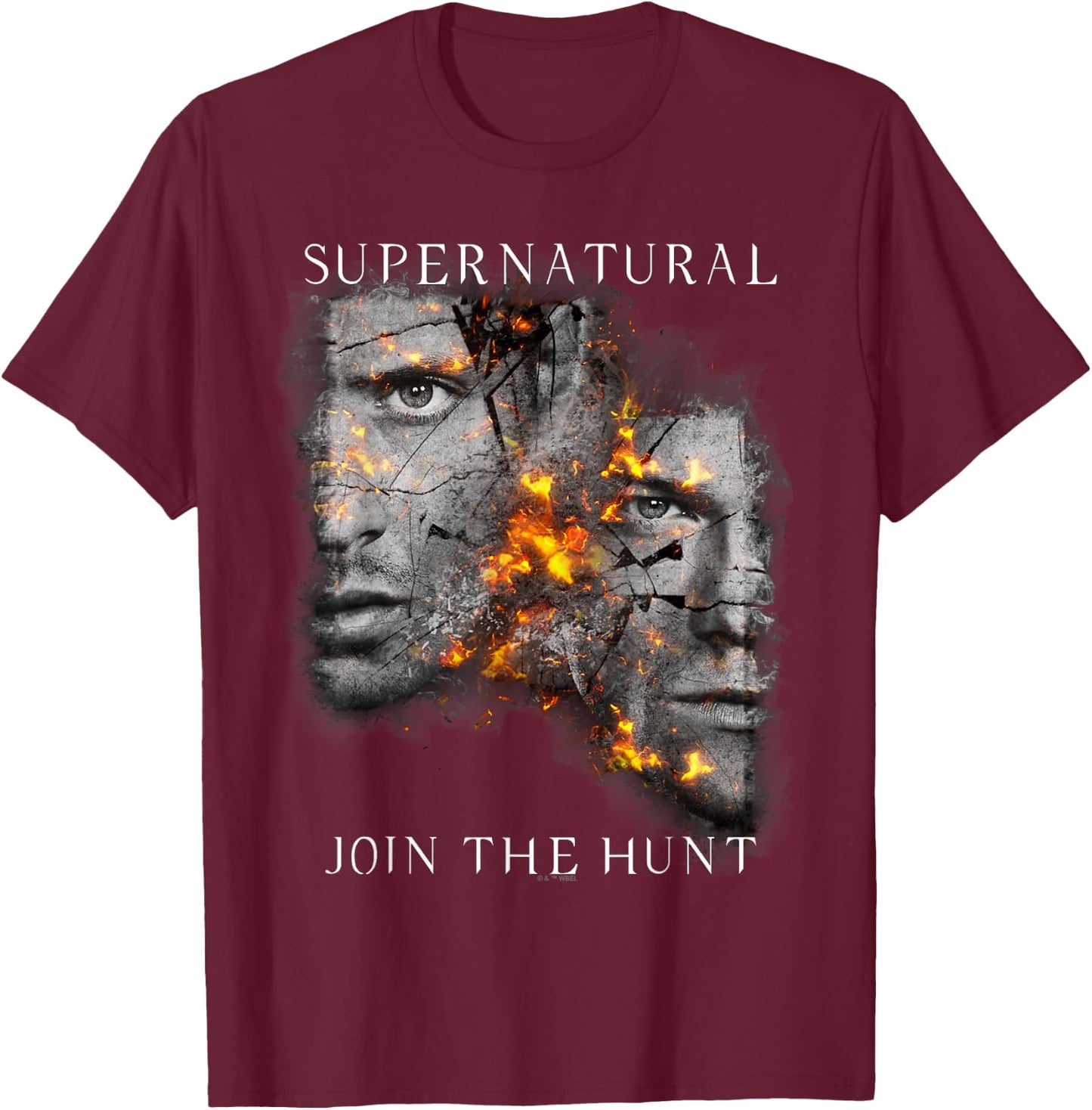 Supernatural Sam Dean Cracking Portraits T-Shirt - T-Shirt | Maroon