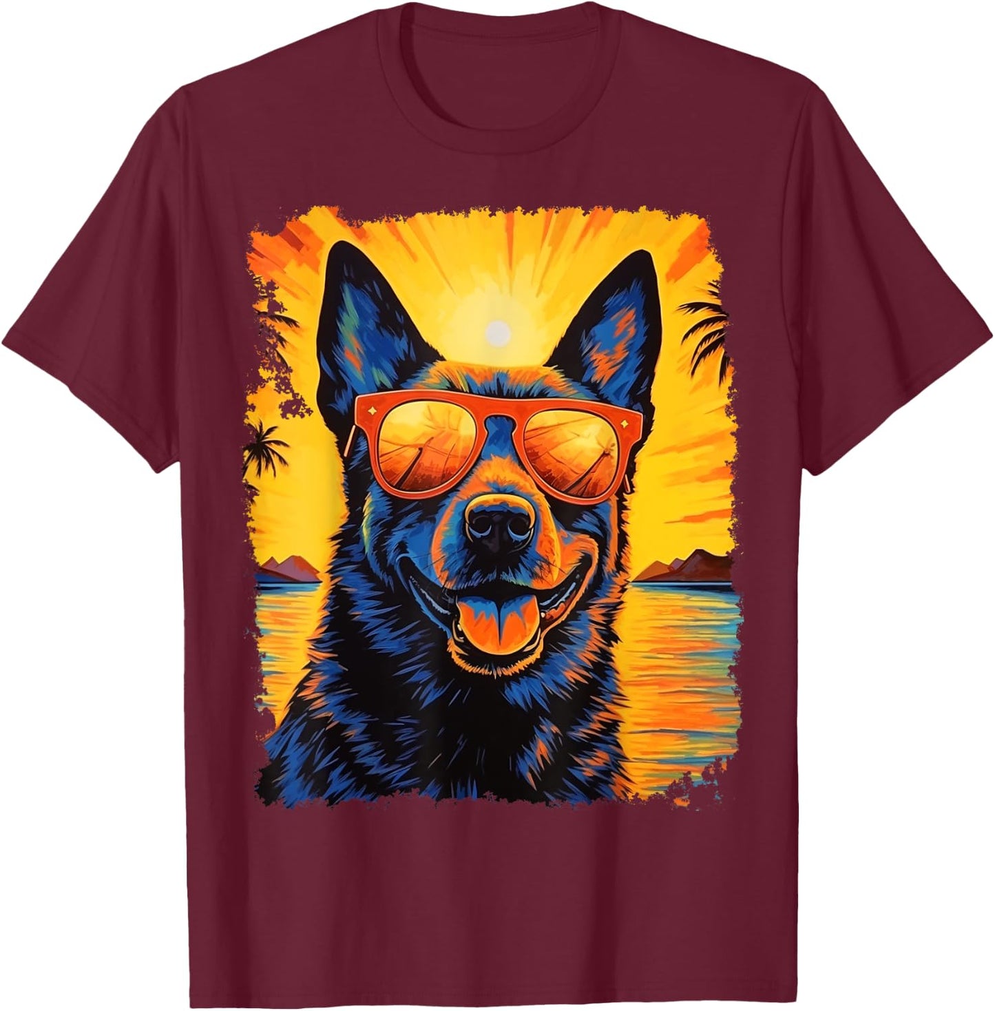Hawaiian German Shepherd T-Shirt - T-Shirt | Maroon