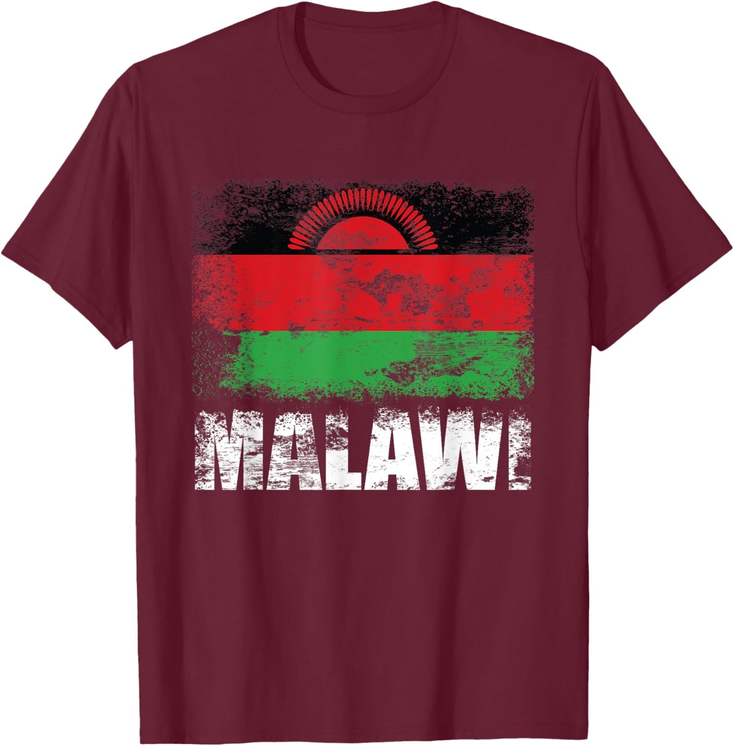 Malawi Flag | Malawian Flag T-Shirt - T-Shirt | Maroon