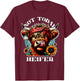 Not Today Heifer Retro Highland Cow Bandana Sunflowers T-Shirt - T-Shirt | Maroon