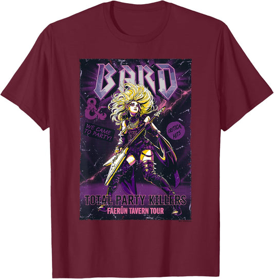 Dungeons & Dragons Bard Faerun Tavern Tour Rock Tour Poster T-Shirt - T-Shirt | Maroon