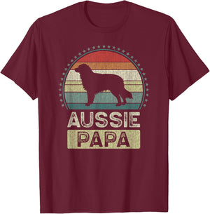 Aussie Papa, Father's Day, Dad, Grandpa, Australian Shepherd T-Shirt - T-Shirt | Maroon