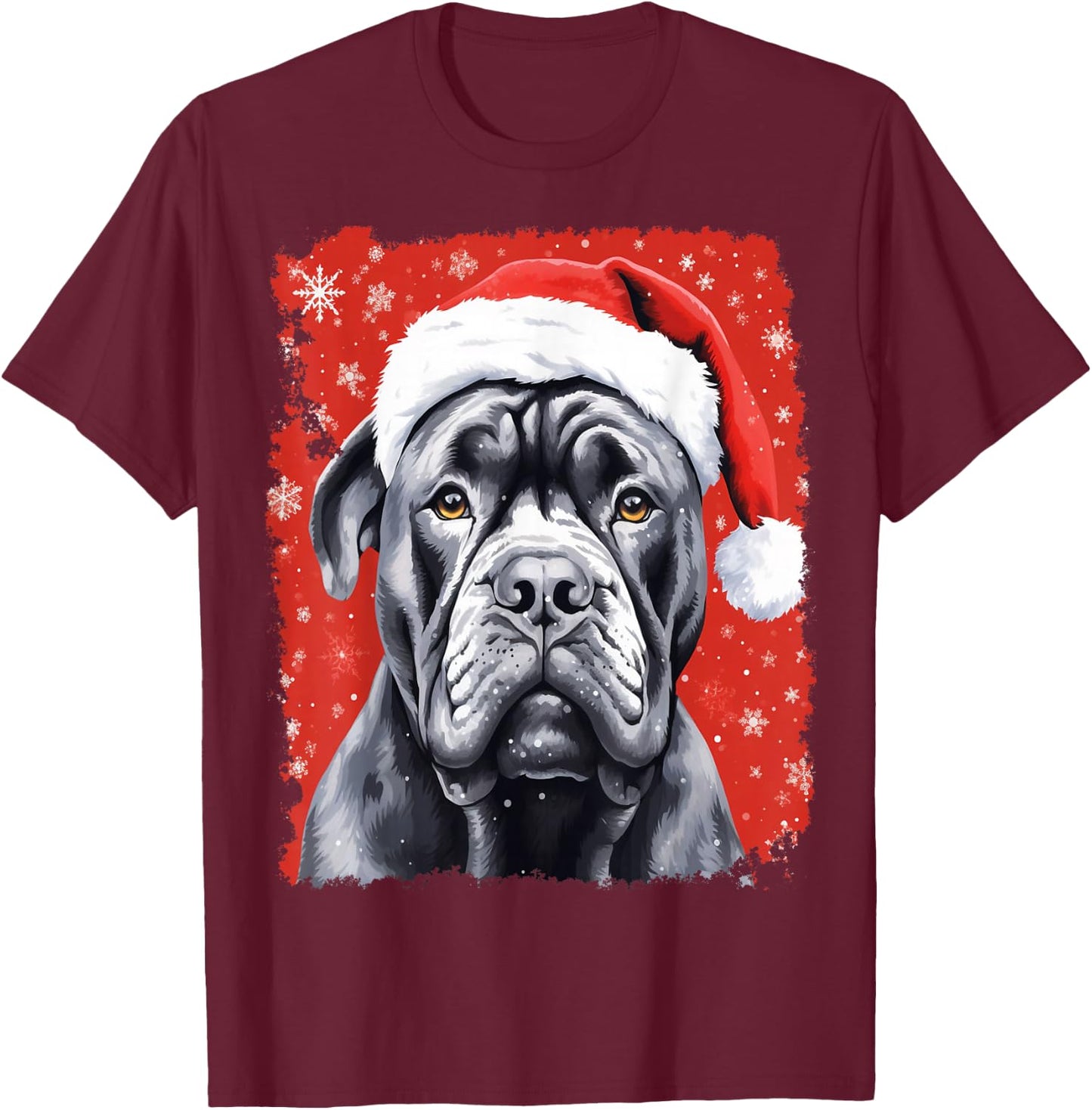 Pop Art Dog Cane Corso Christmas T-Shirt - T-Shirt | Maroon