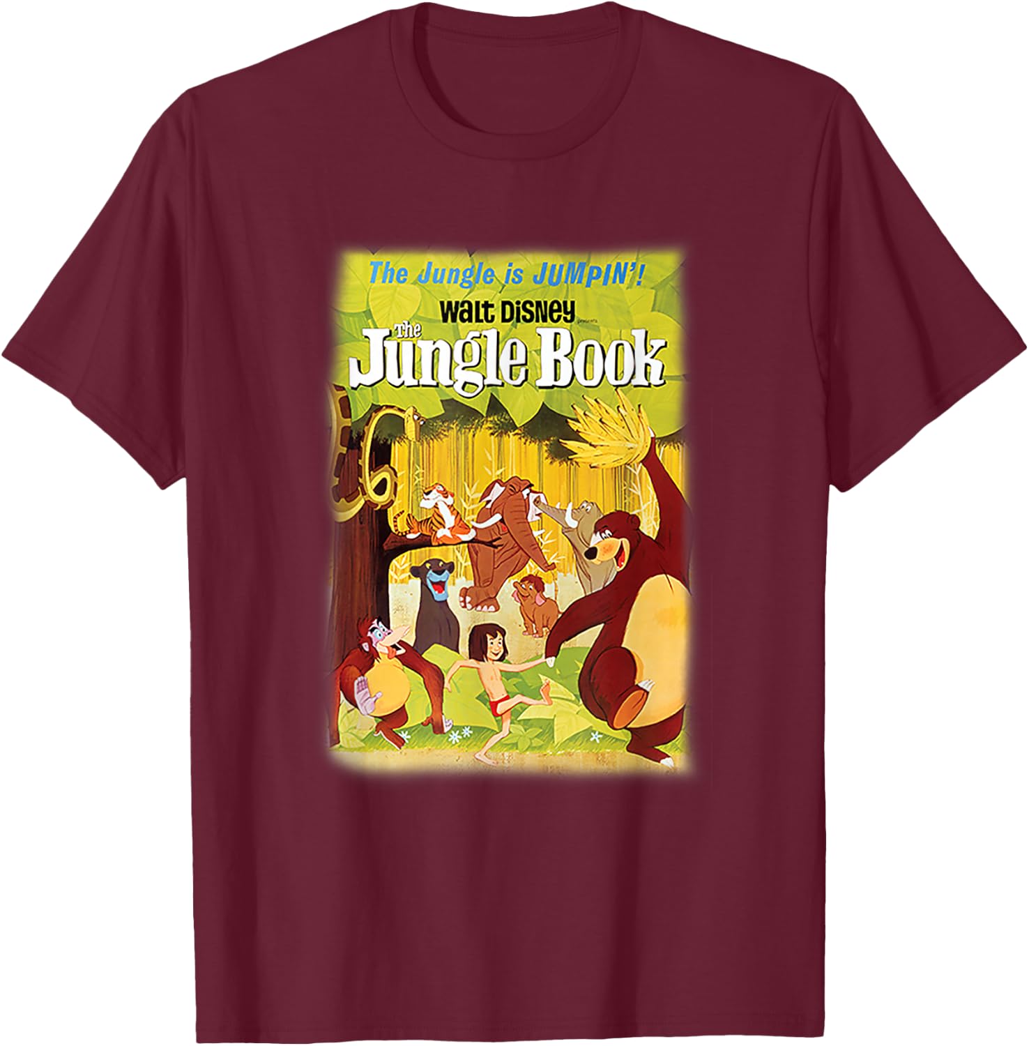 Disney The Jungle Book Full Character Poster T-Shirt - T-Shirt | Maroon