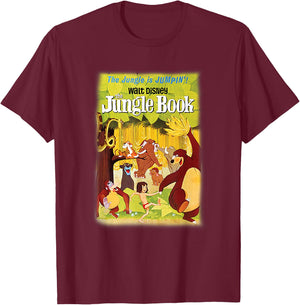 Disney The Jungle Book Full Character Poster T-Shirt - T-Shirt | Maroon