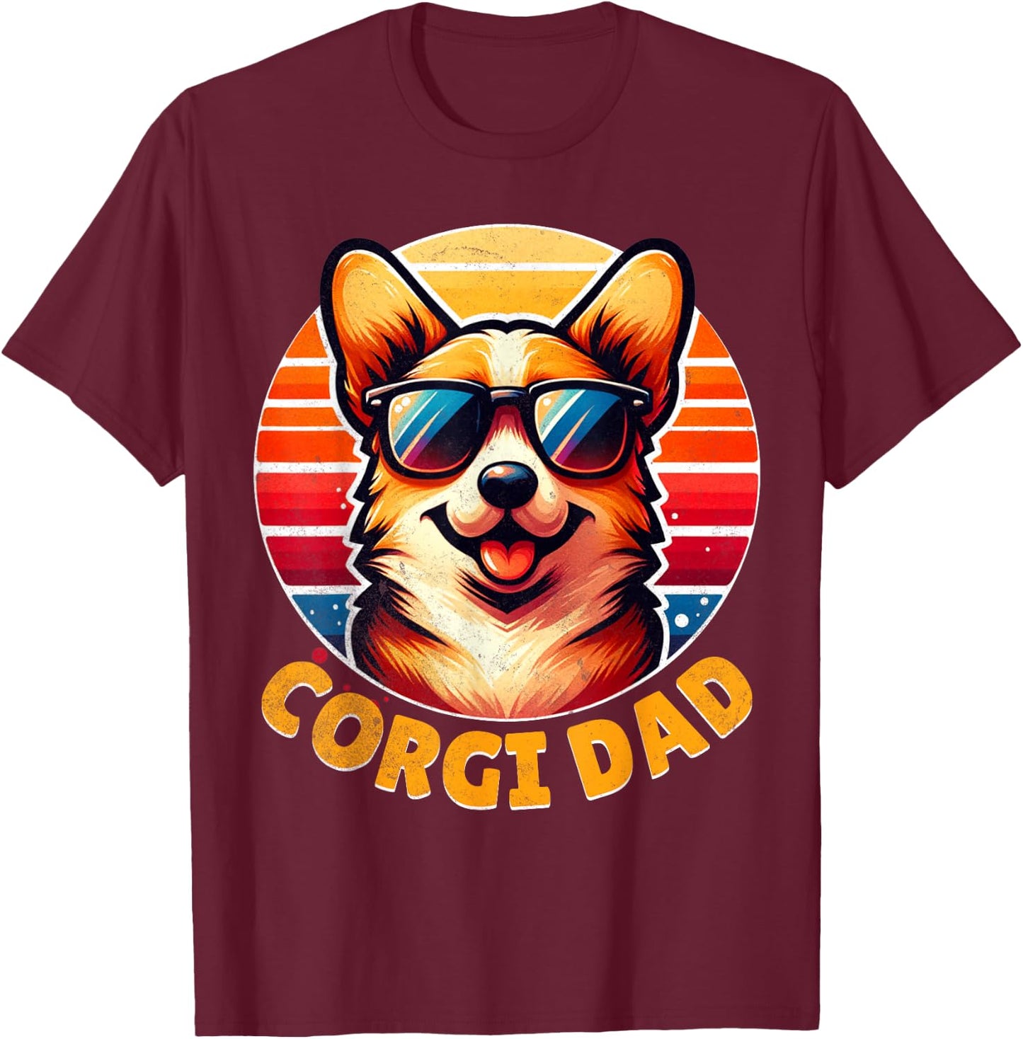 Corgi Dad Father Day Gift Lovers Funny Men T-Shirt - T-Shirt | Maroon