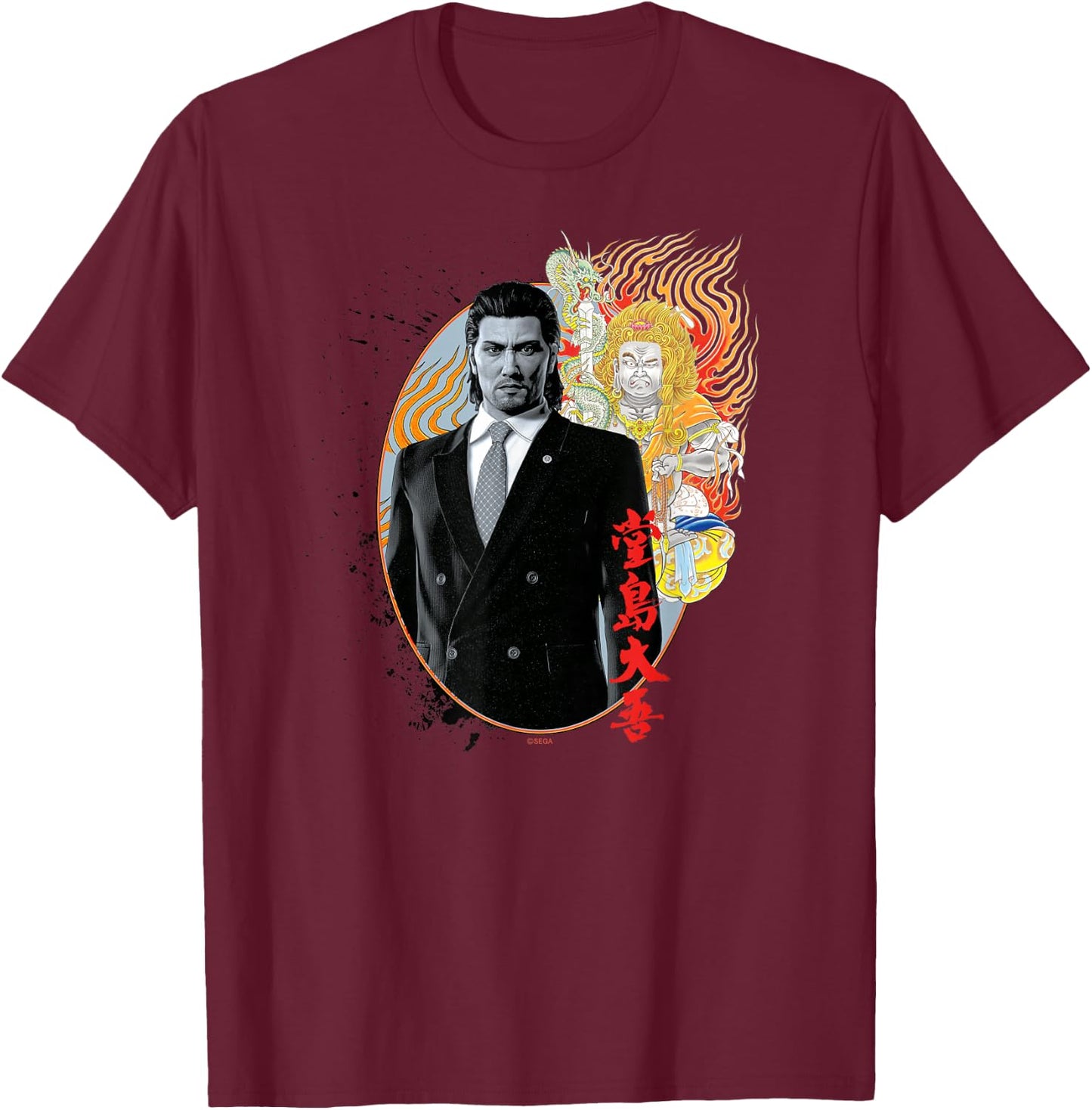 SEGA Like a Dragon & Yakuza Daigo Dojima T-Shirt - T-Shirt | Maroon