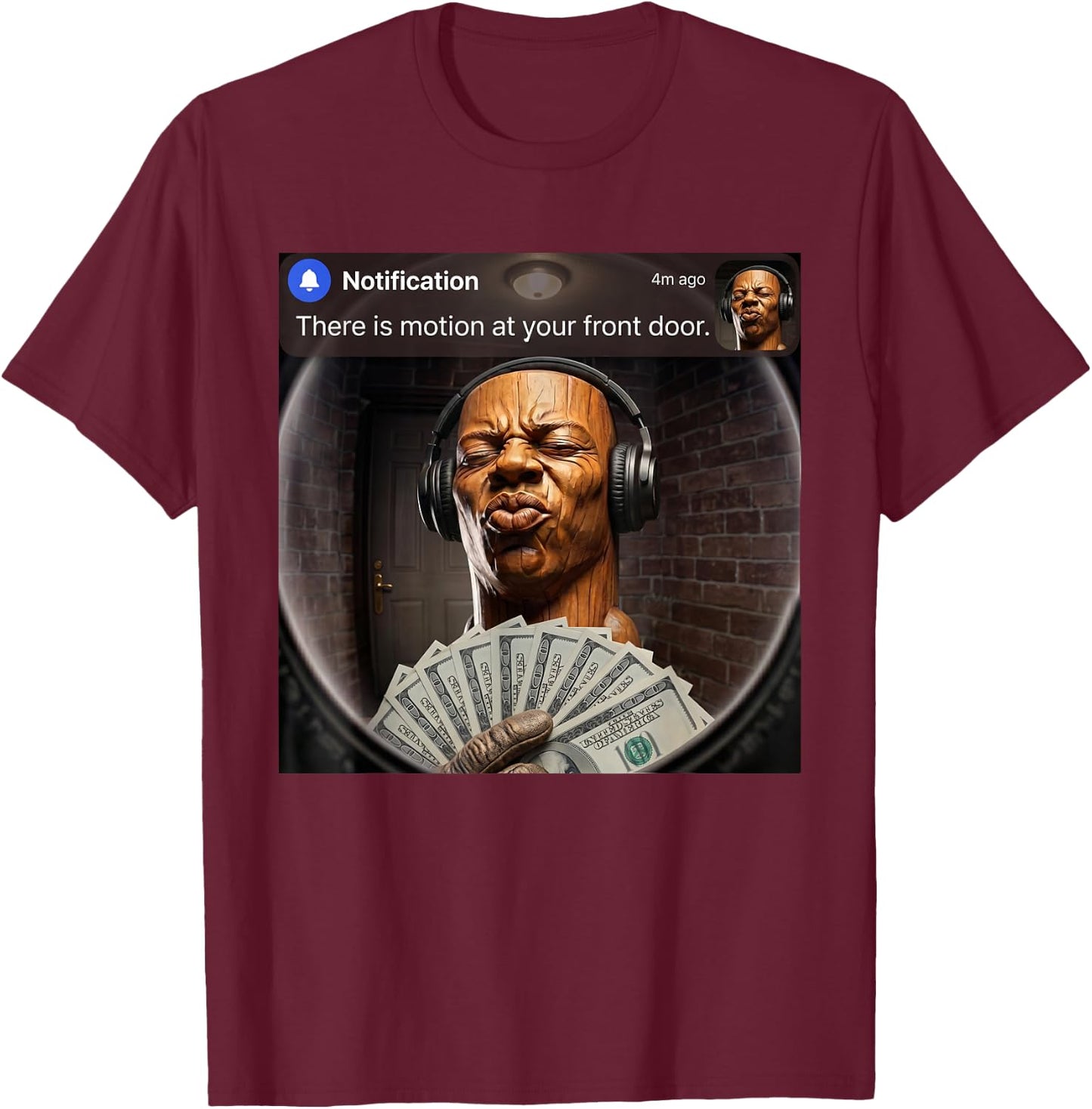 There is Motion at Your Front Door Speed Tung Sahur Meme T-Shirt - T-Shirt | Maroon