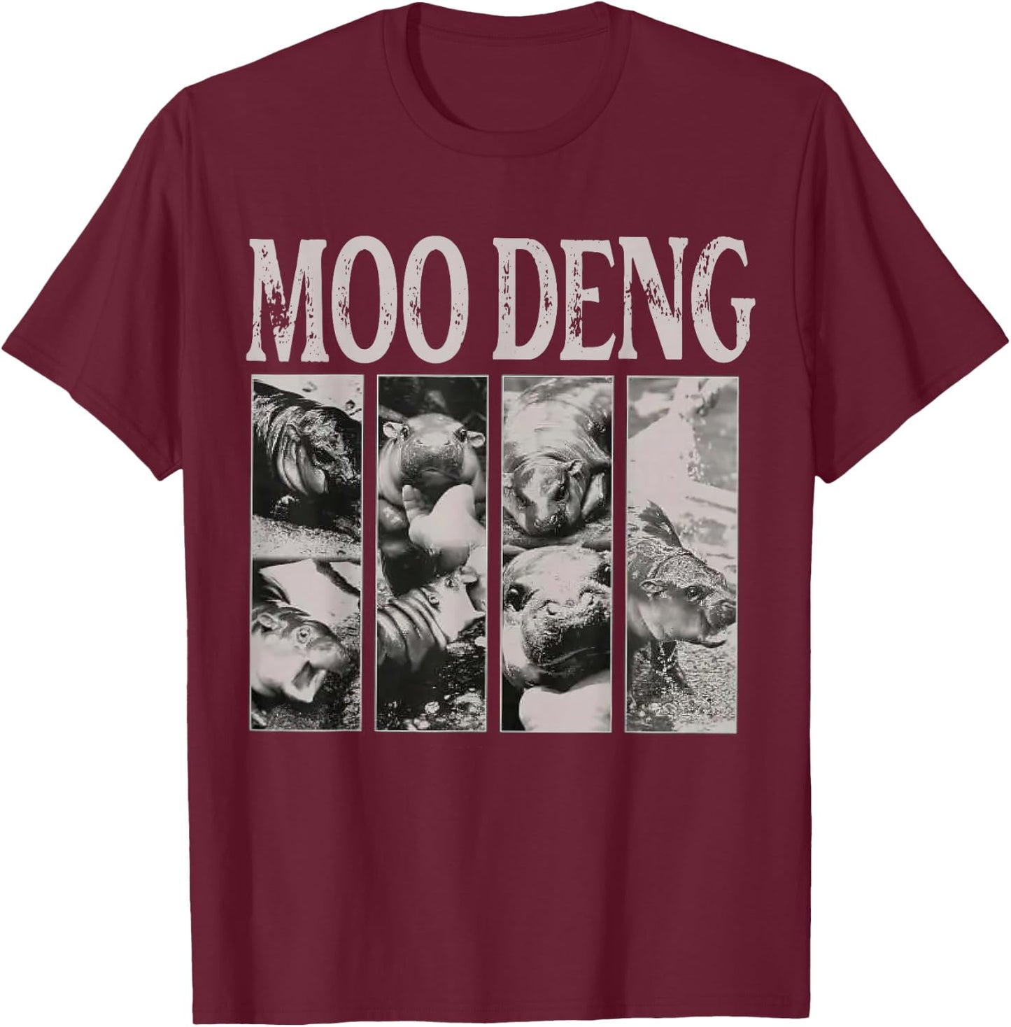 Retro In My Moo Deng Moo Deng Lover Cute Hippo Clothing T-Shirt - T-Shirt | Maroon