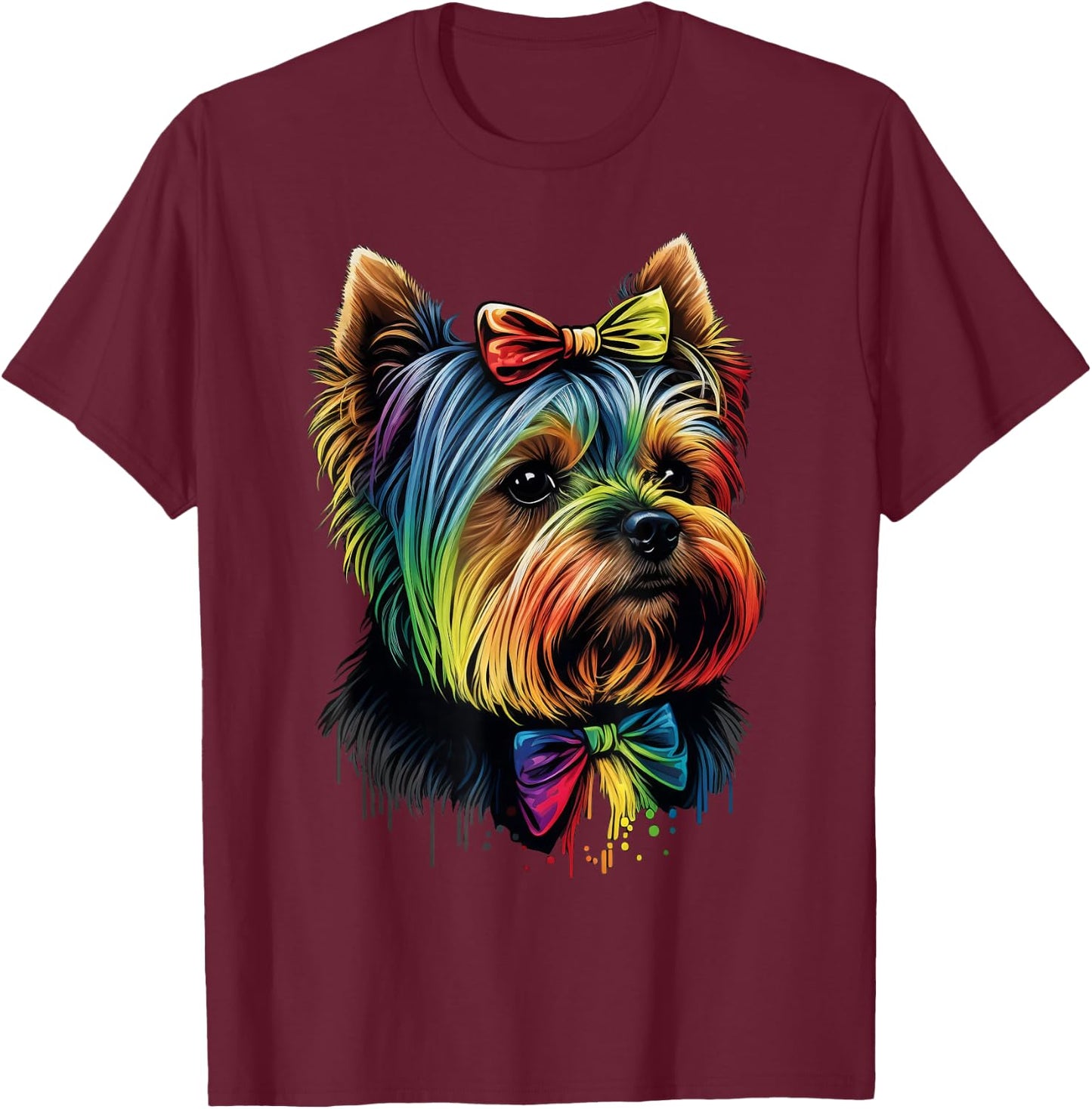 Cute Yorkshire Terrier Dog on Yorkshire Terrier Lover Women Kids T-Shirt - T-Shirt | Maroon