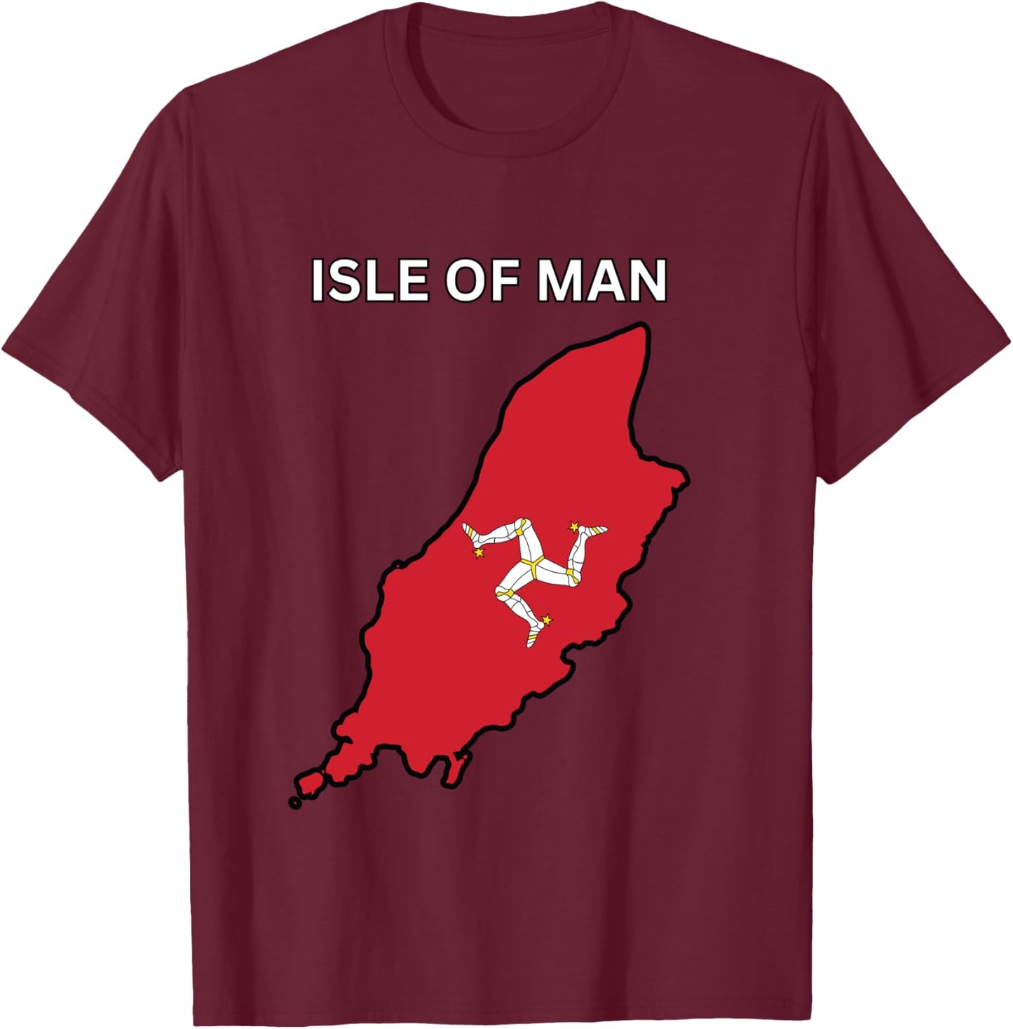 Isle of Man Design, Black, S T-Shirt - T-Shirt | Maroon
