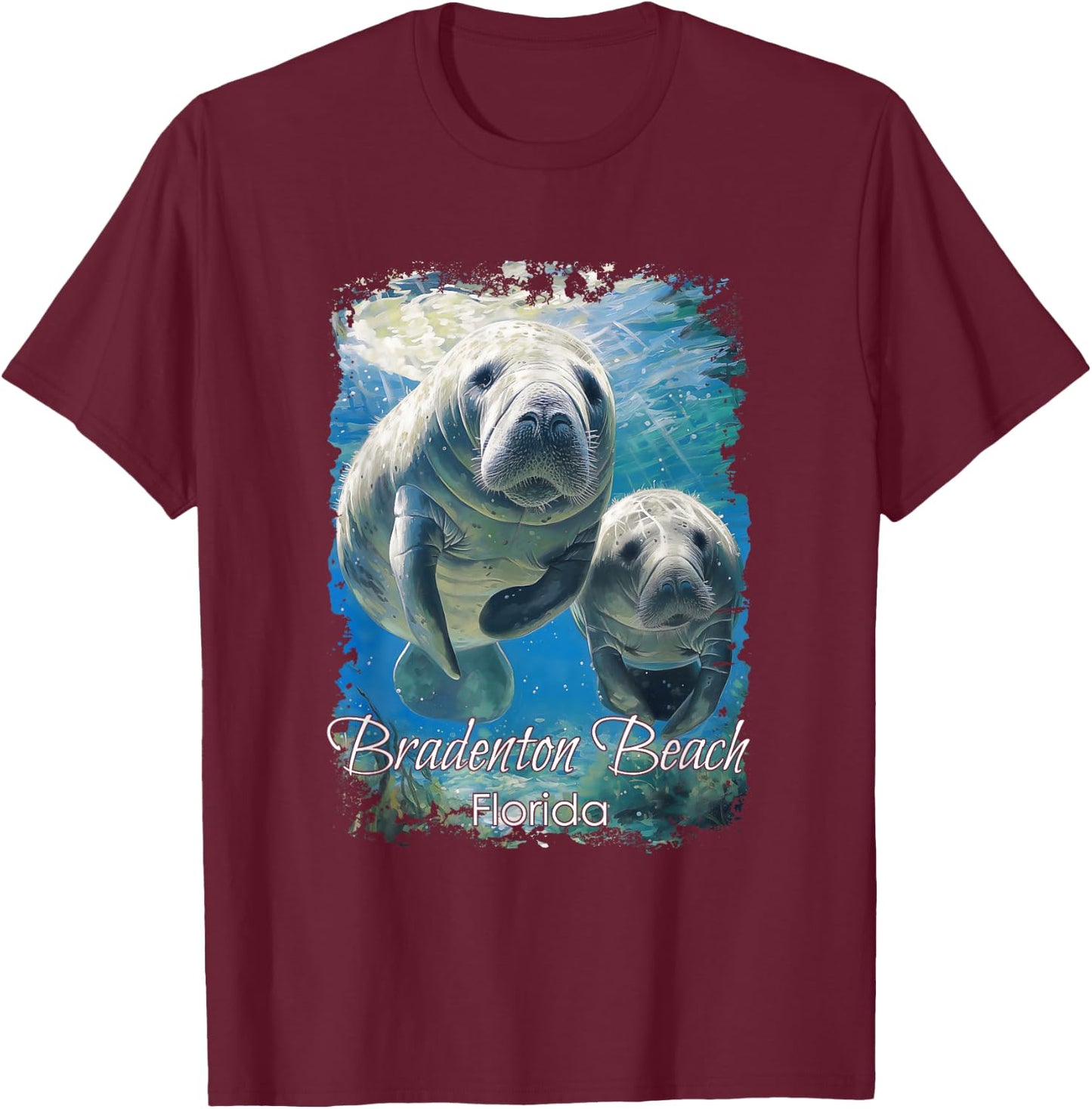 Bradenton Beach Florida Love The Manatees T-Shirt - T-Shirt | Maroon