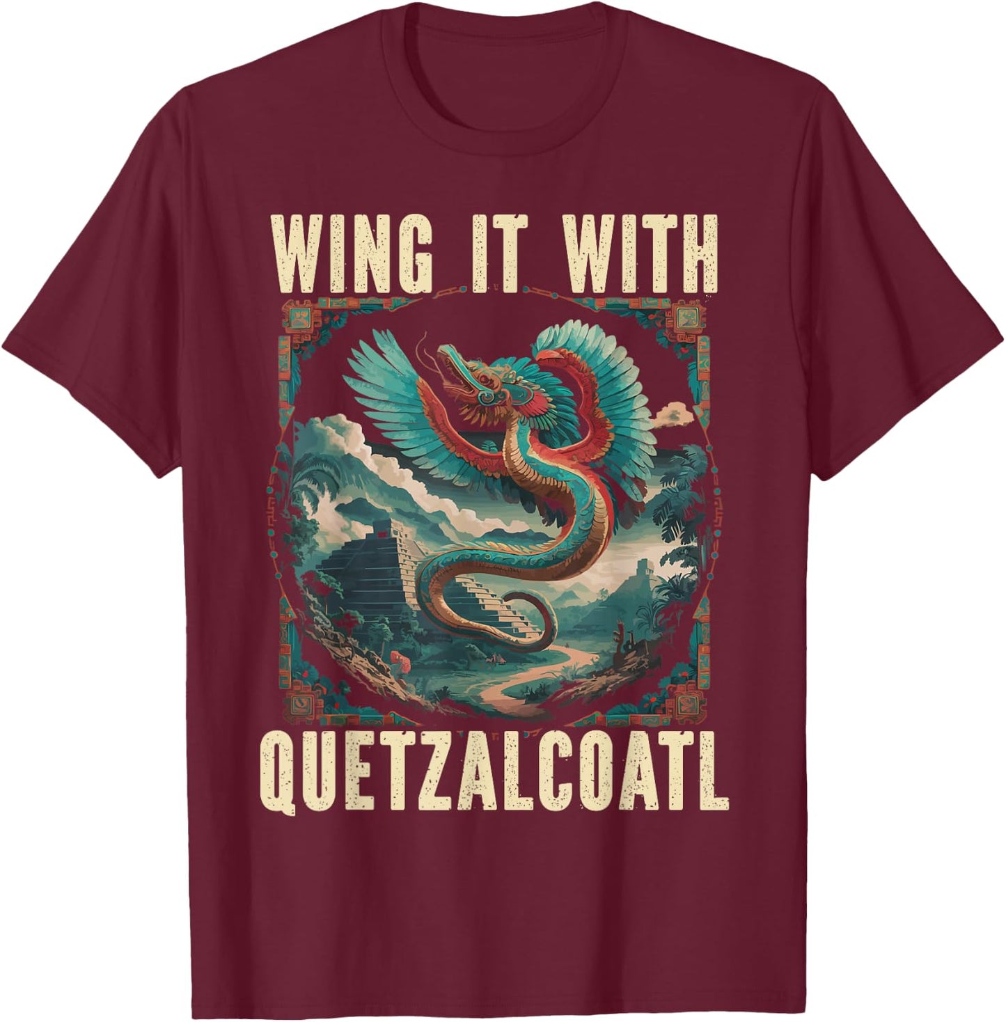 Aztec God Aztec Culture Mayan Indigenous Quetzalcoatl T-Shirt - T-Shirt | Maroon