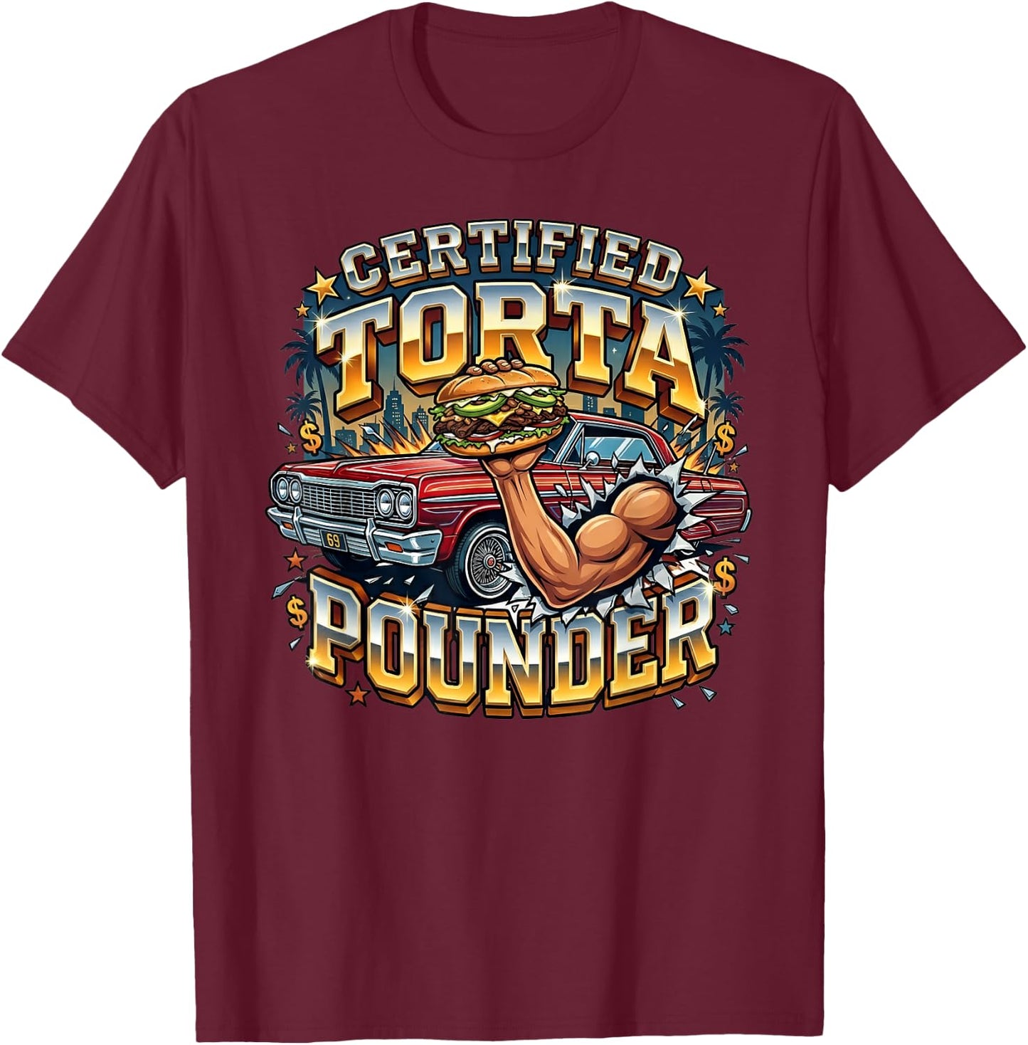 Certified Torta Pounder Funny T-Shirt - T-Shirt | Maroon