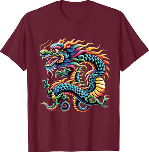 Funny Colorful Chinese Dragon - New Year 2014 T-Shirt - T-Shirt | Maroon