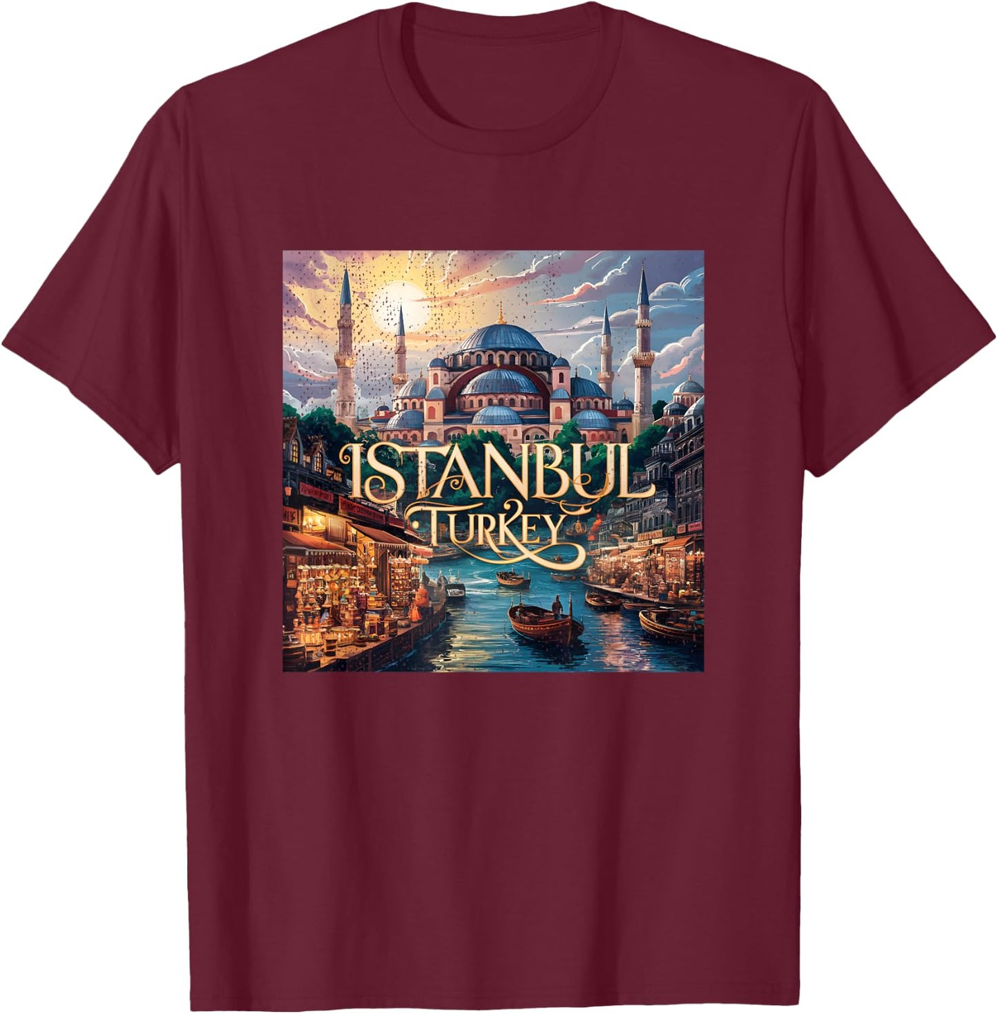 Vintage Istanbul Turquie T-Shirt - T-Shirt | Maroon