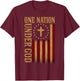 One Nation Under God Patriotic Christian American Flag T-Shirt - T-Shirt | Maroon