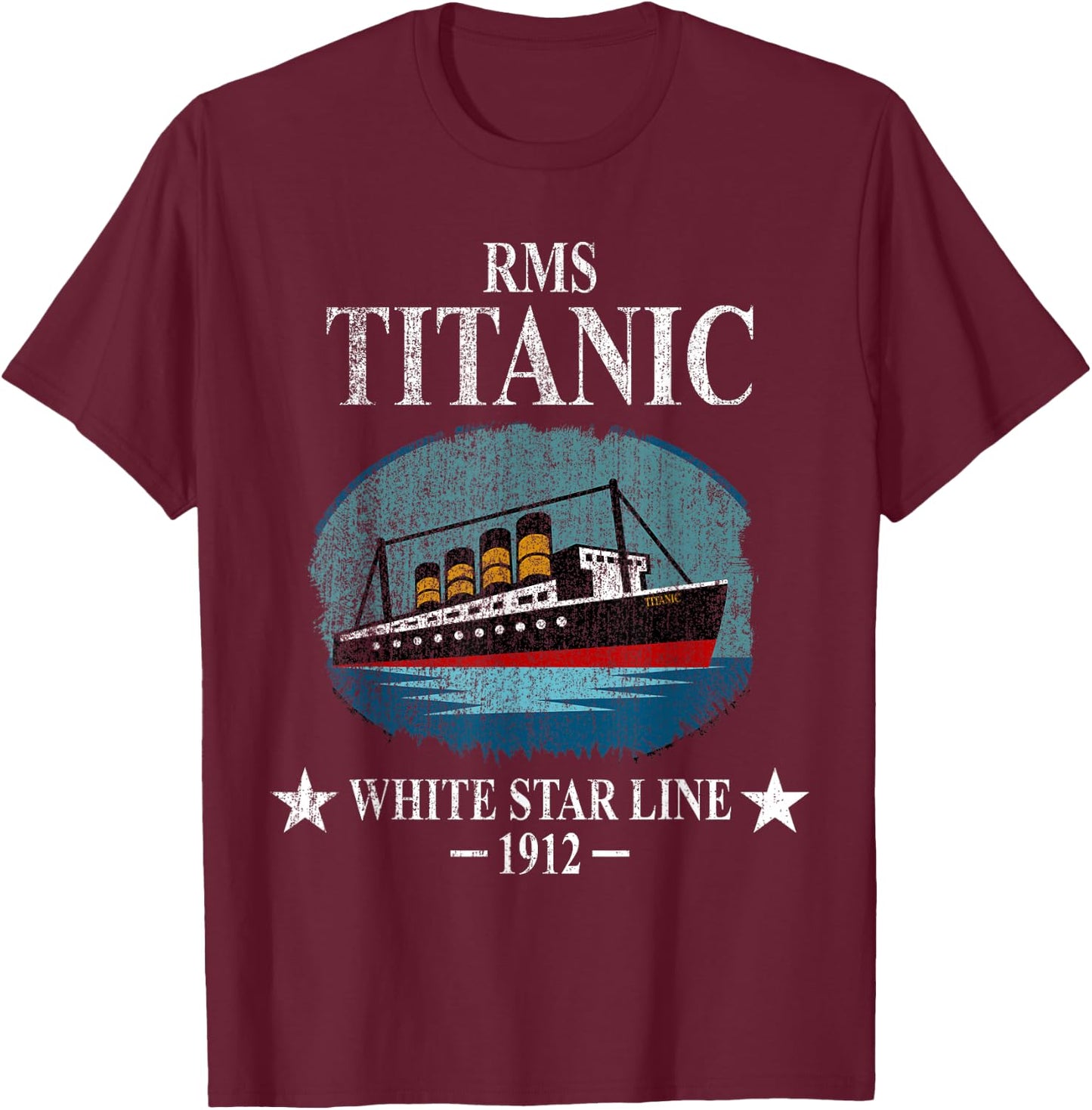 RMS Titanic White Star Line Cruise Ship 1912 Boys Girls Kids T-Shirt - T-Shirt | Maroon