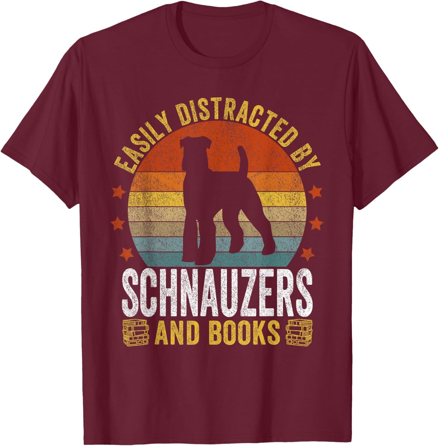 Schnauzer And Books Schnauzer Mom Schnauzer Dad Retro T-Shirt - T-Shirt | Maroon