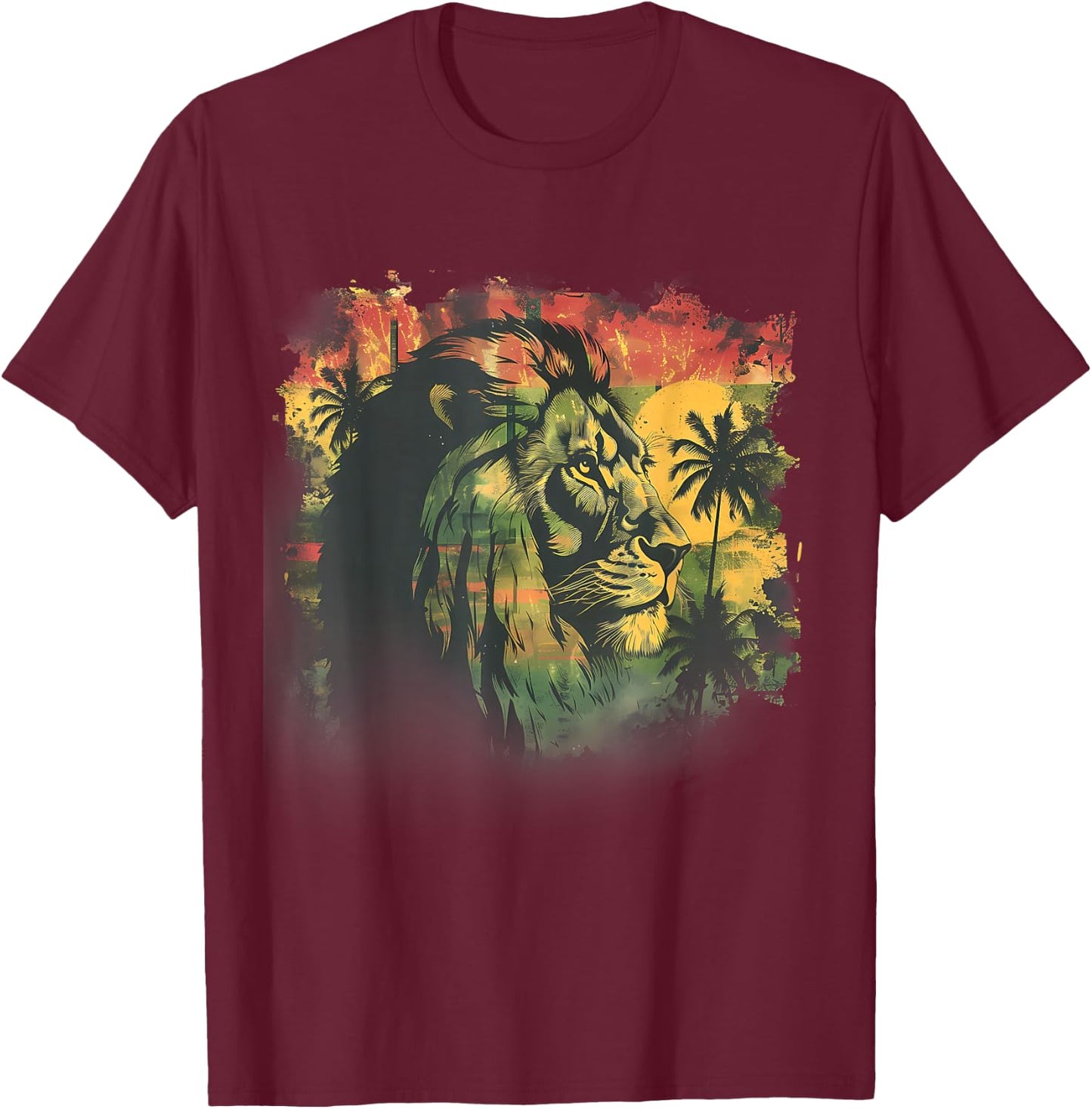 Rasta Reggae Lion Rasta Roots Lion Of Judah Reggae Music T-Shirt - T-Shirt | Maroon