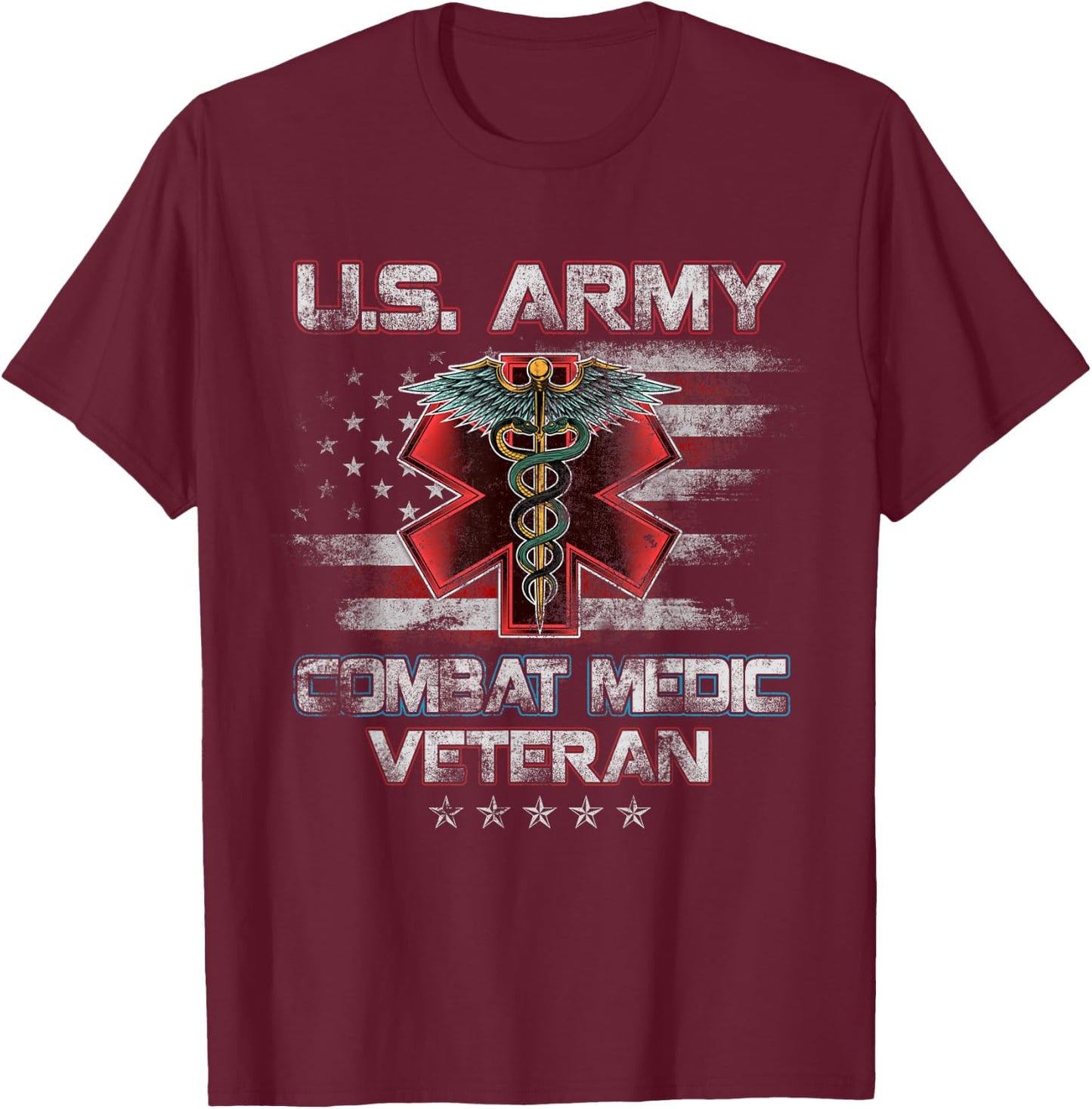 U.S Army Combat Medic Proud Veteran Medical Military Retired T-Shirt - T-Shirt | Maroon