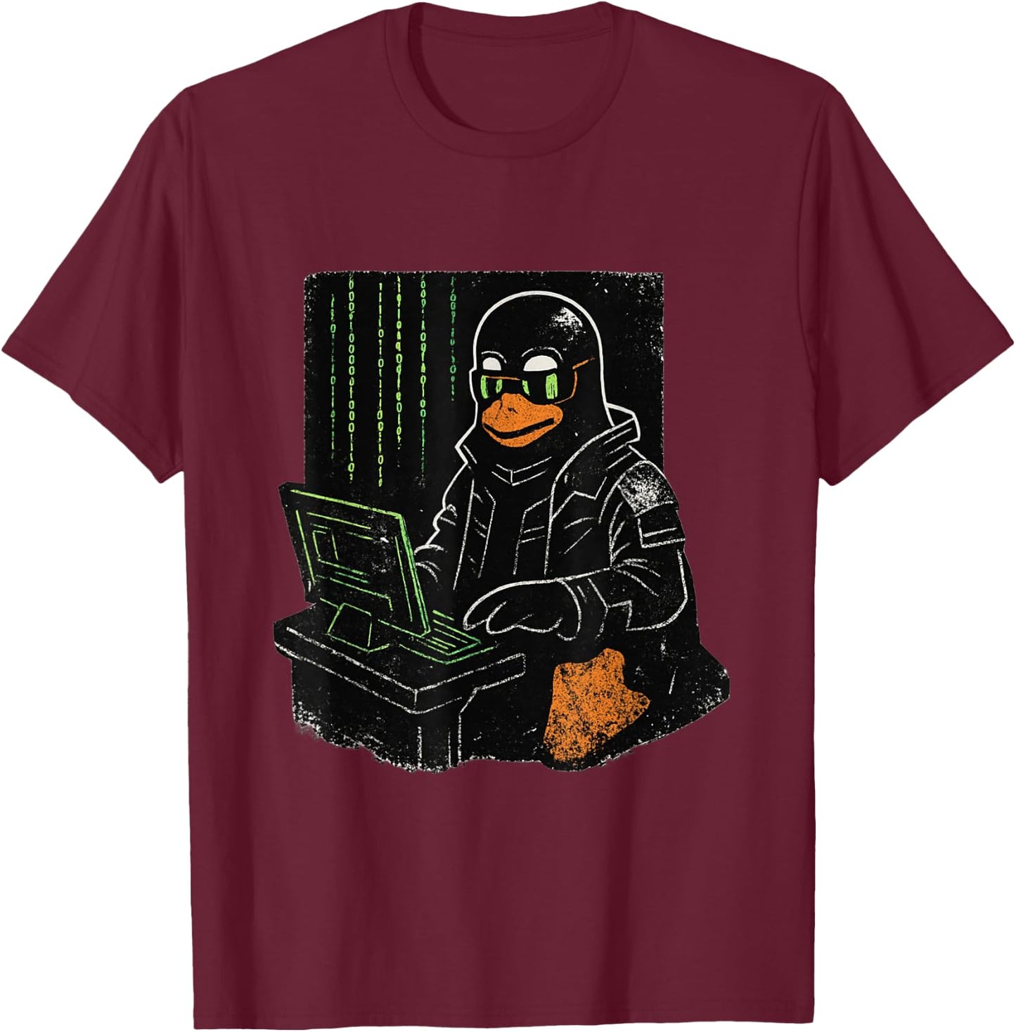 Cyber Linux Hacker Penguin Virtual World Developer T-Shirt - T-Shirt | Maroon