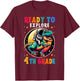 First day back to School 4th grade Astronaut Dinosaur boys T-Shirt - T-Shirt | Maroon