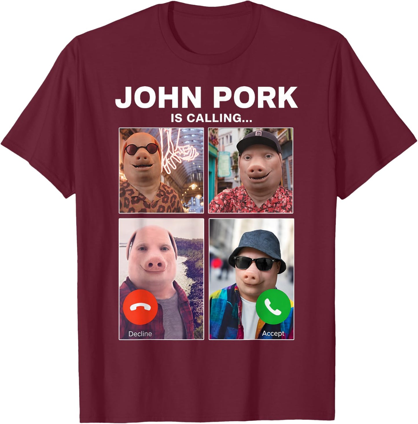 Funny John Pork is Calling Meme Braintot Gifts Boys Kids T-Shirt - T-Shirt | Maroon