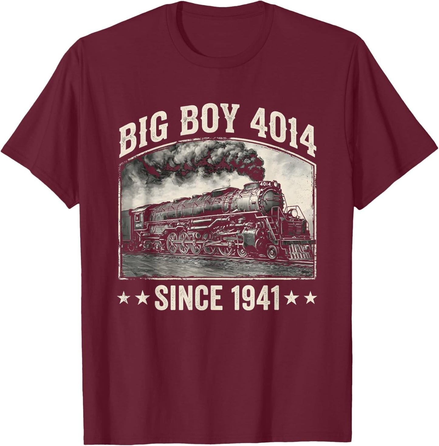 Big Boy 4014 Train Engineer Steam Train Conductor American T-Shirt - T-Shirt | Maroon