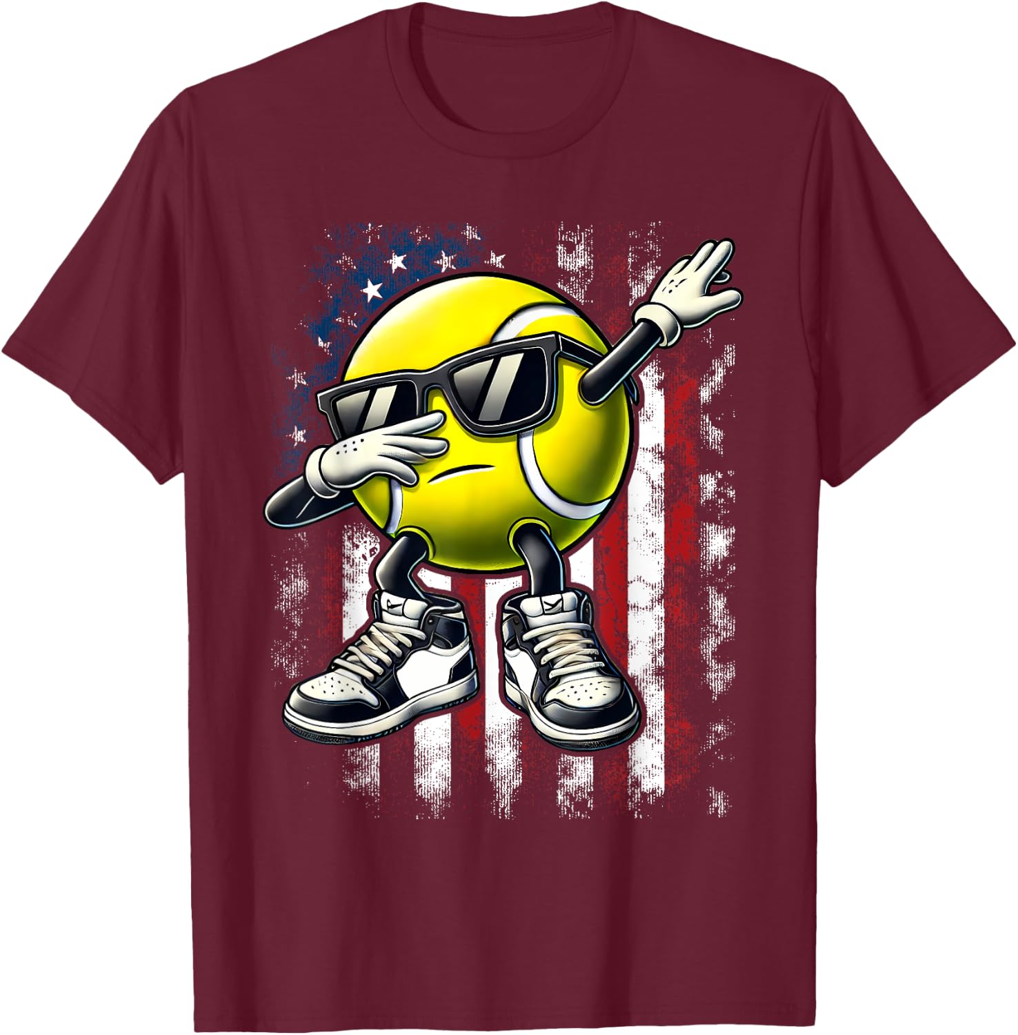 Dabbing Tennis Ball Funny Boys Men Women Sports Player T-Shirt - T-Shirt | Maroon