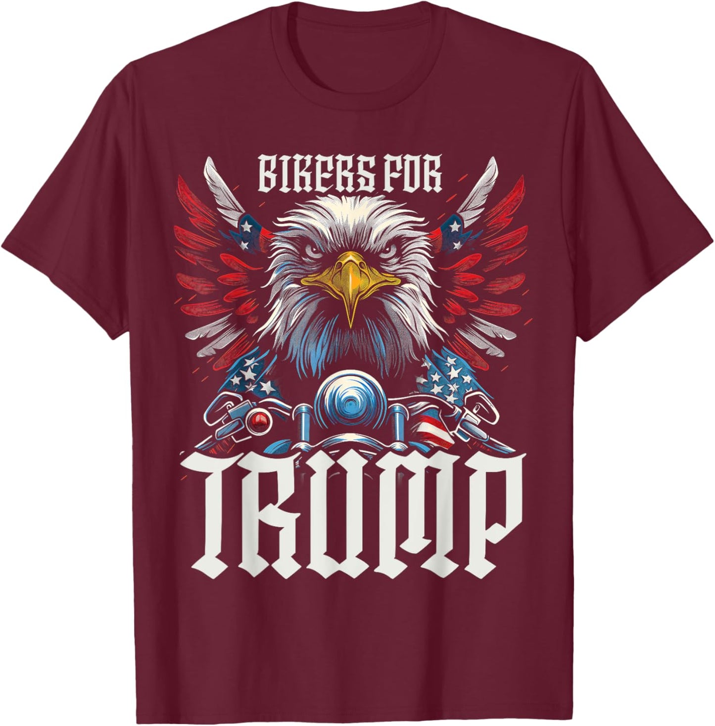 Epic USA Flag Eagle Bikers For Trump 2024 Kids Men T-Shirt - T-Shirt | Maroon