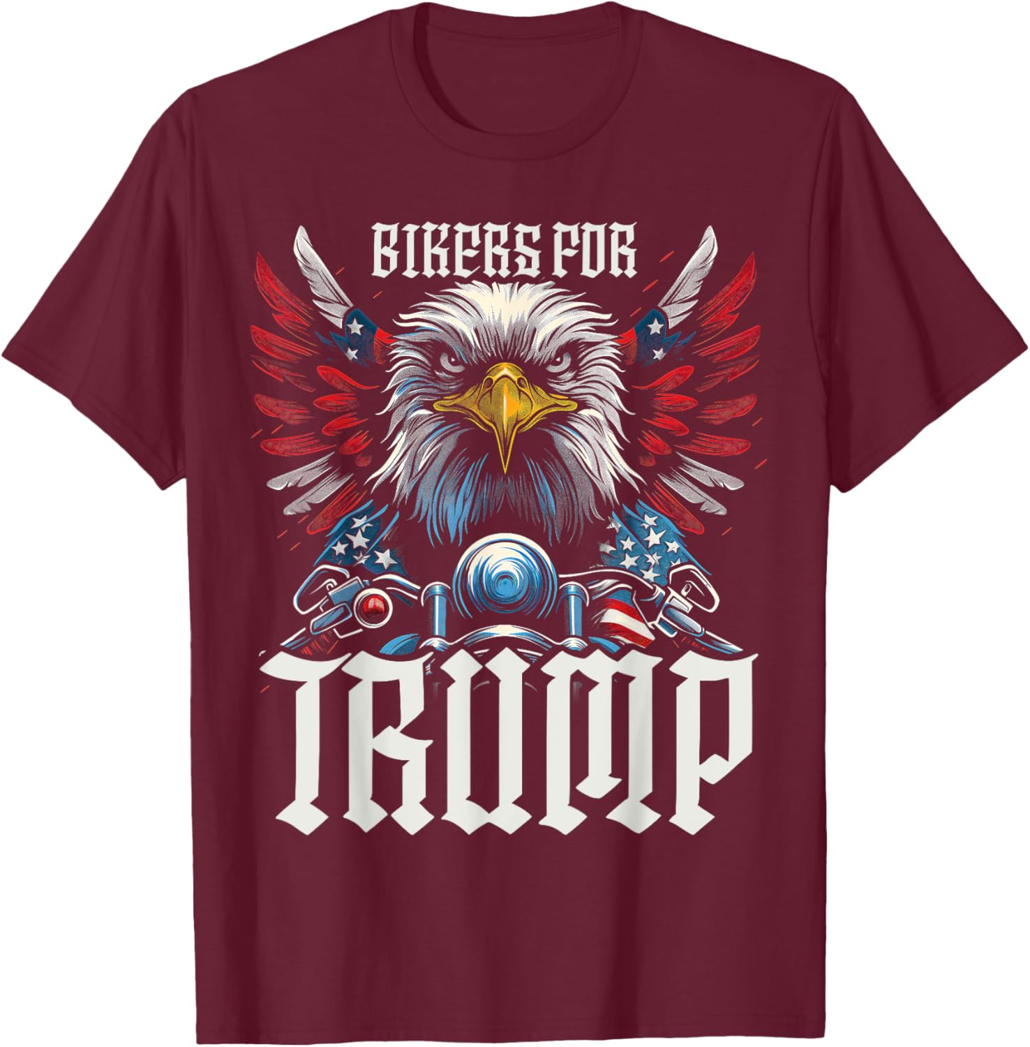 Epic USA Flag Eagle Bikers For Trump 2024 Kids Men T-Shirt - T-Shirt | Maroon