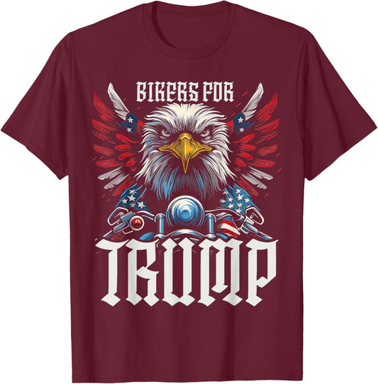 Epic USA Flag Eagle Bikers For Trump 2024 Kids Men T-Shirt - T-Shirt | Maroon