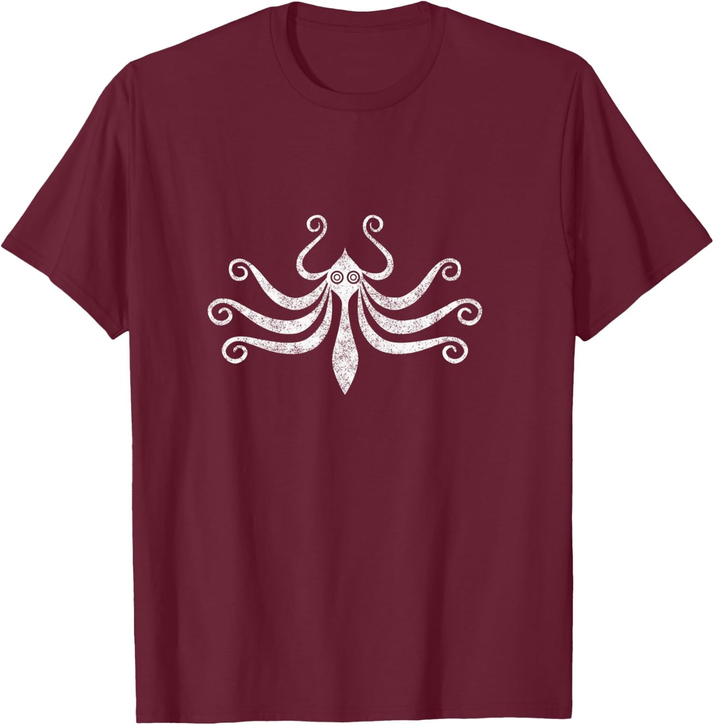 Antiker Minoanischer Marine-Stil Octopus Distressed Langarmshirt T-Shirt - T-Shirt | Maroon
