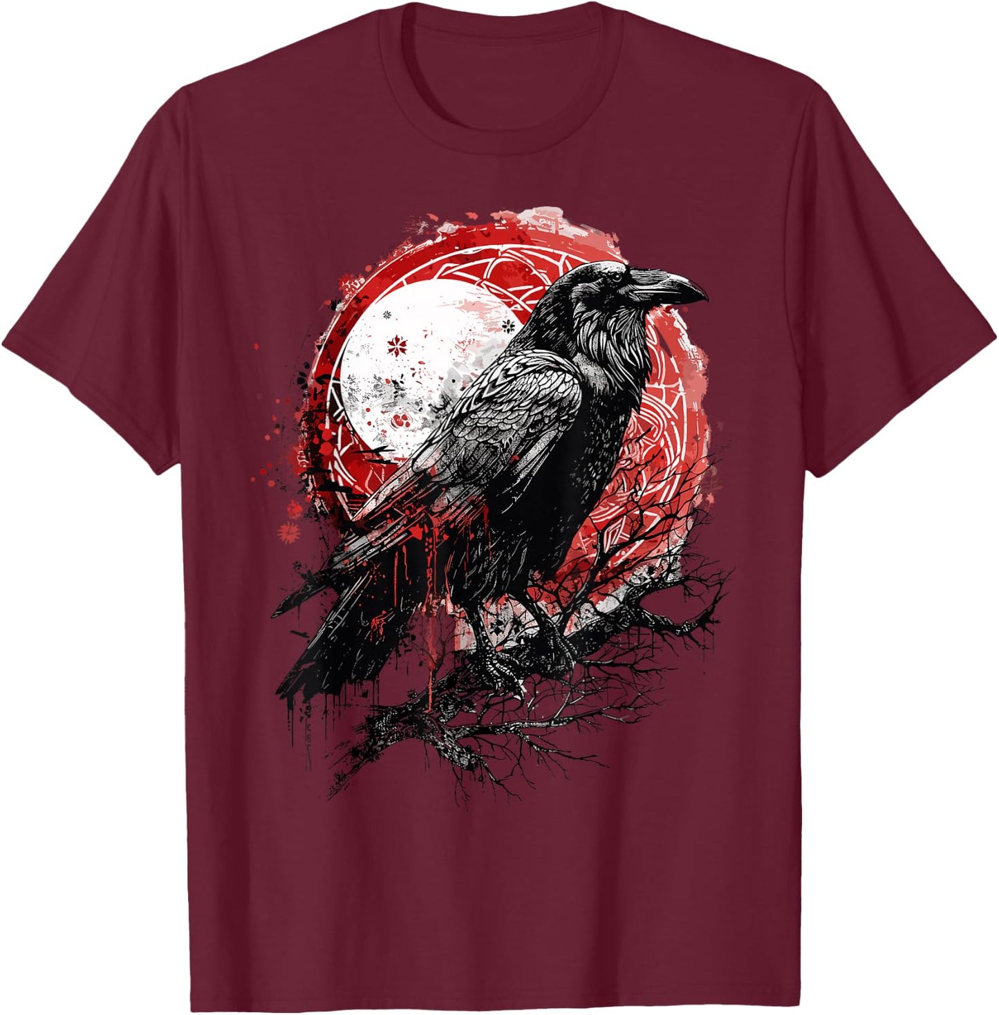 Odin Ravens Huginn & Muninn Vegvisir Vikings Myth Norse T-Shirt - T-Shirt | Maroon