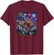 Hummingbird Art on America 250 4th of July USA Flag Bird T-Shirt - T-Shirt | Maroon