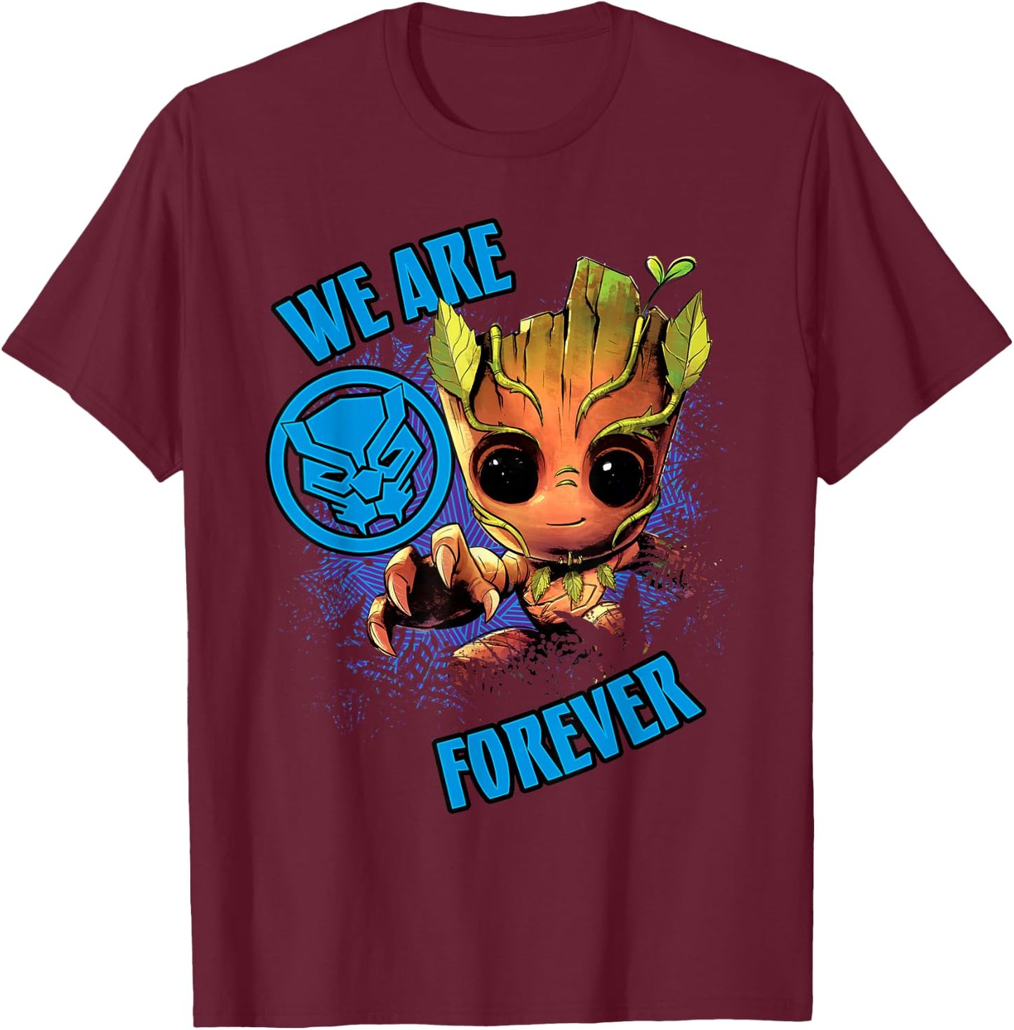 Marvel 85th Anniversary Groot Black Panther We Are Forever T-Shirt - T-Shirt | Maroon
